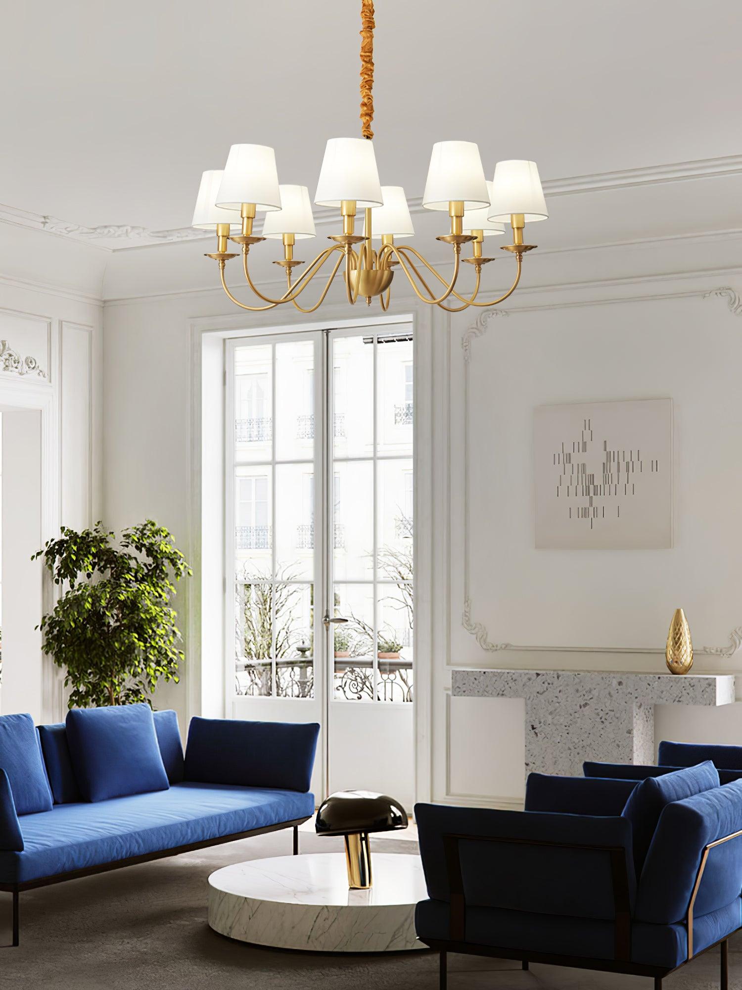 Tapered Fabric Brass Chandelier - Cueteks