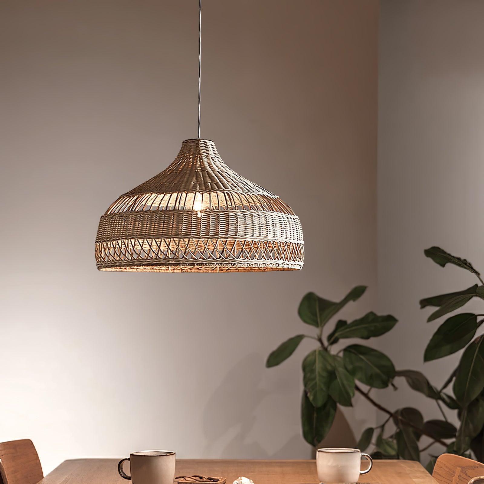 Artisanal Rattan Dome Pendant Lamp - Cueteks