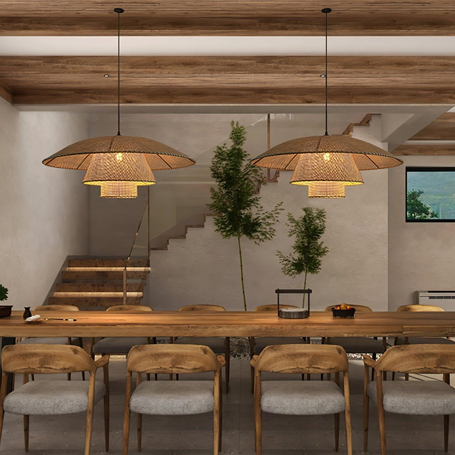 Hat Weave Rattan Pendant Lamp - Cueteks