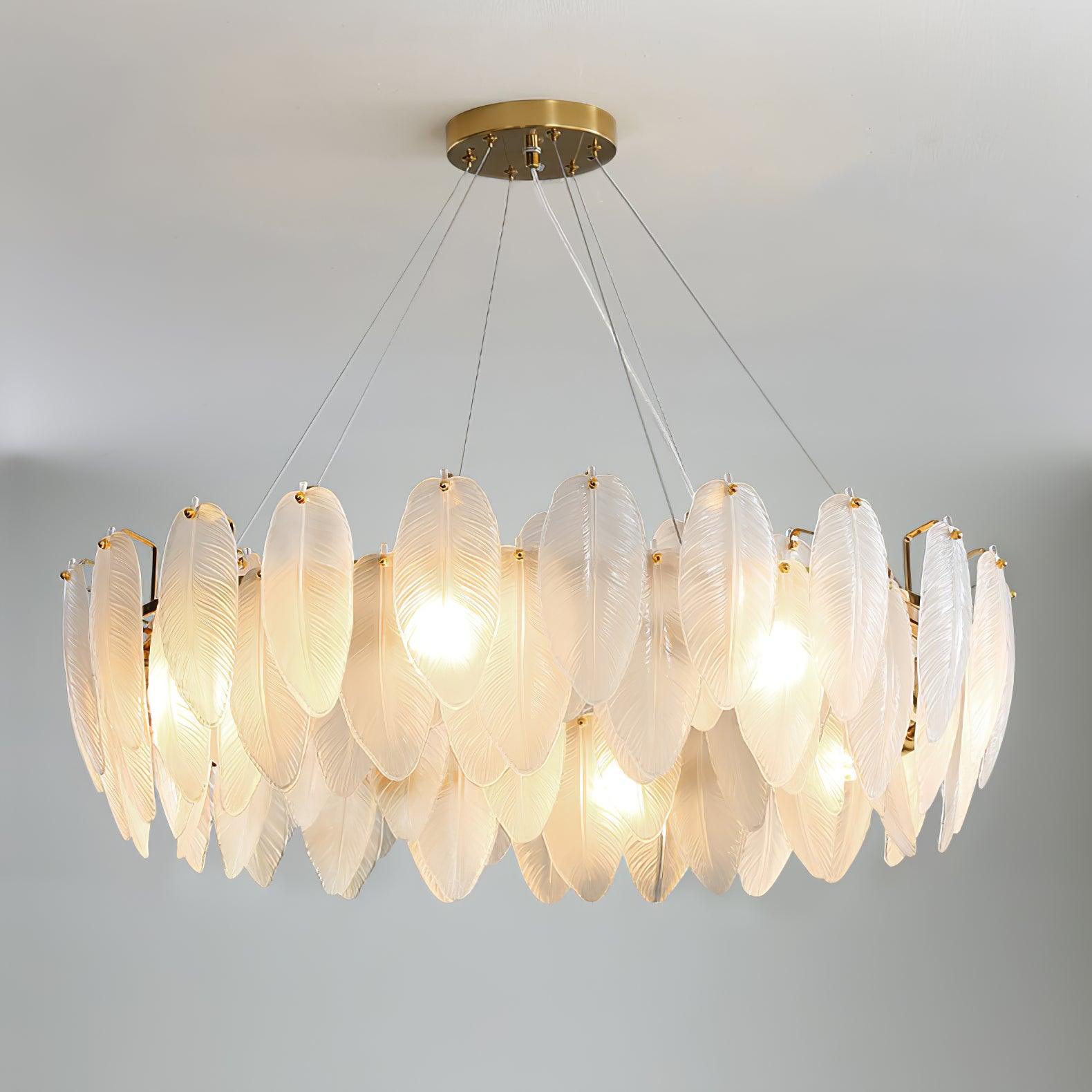 Glass Feather Chandelier - Cueteks