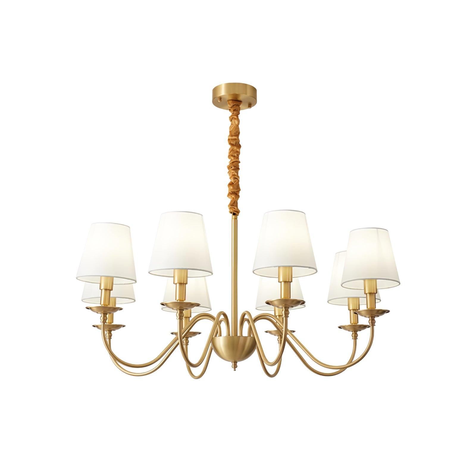 Tapered Fabric Brass Chandelier - Cueteks