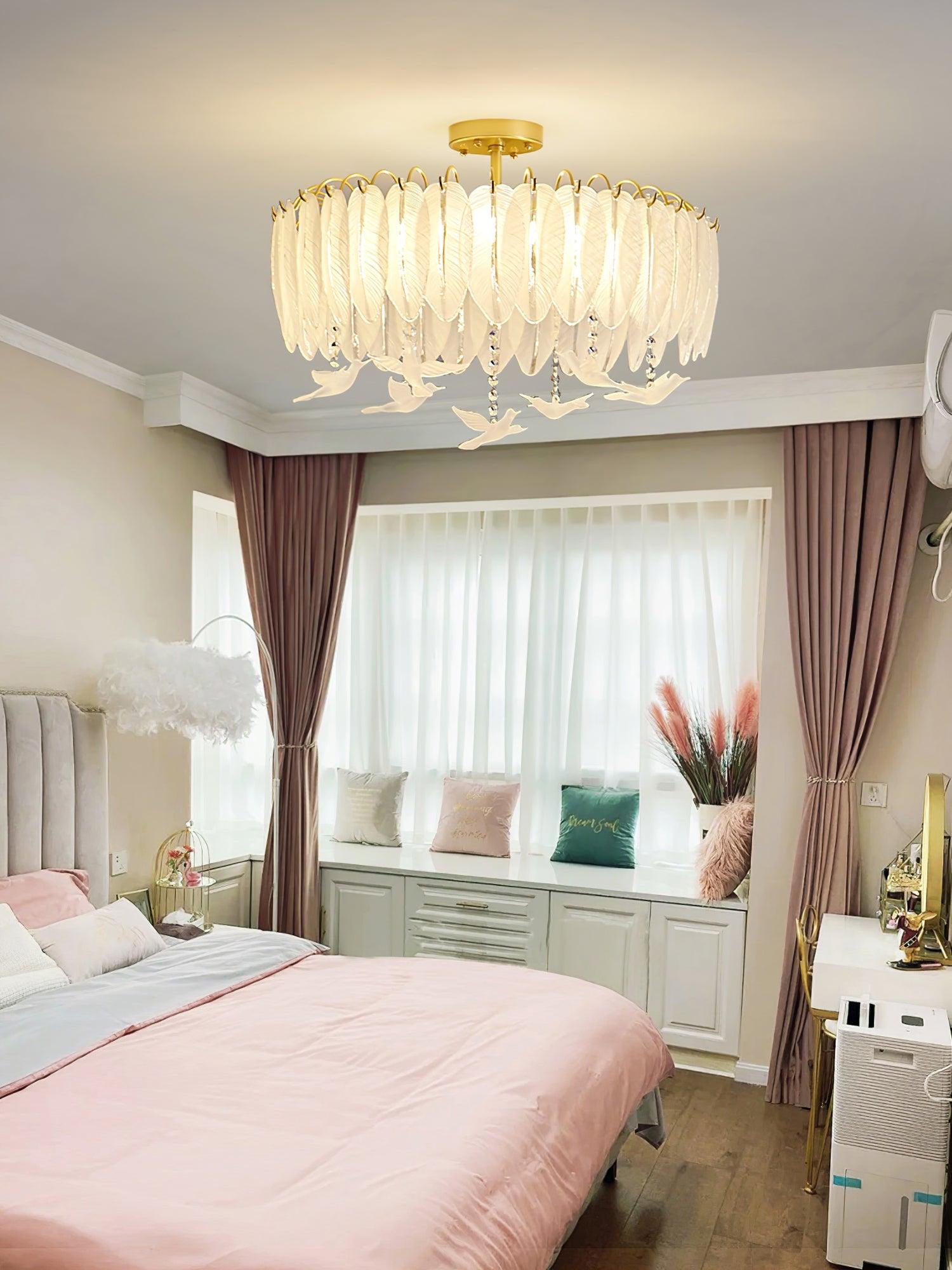Glass Feather Ceiling Light - Cueteks