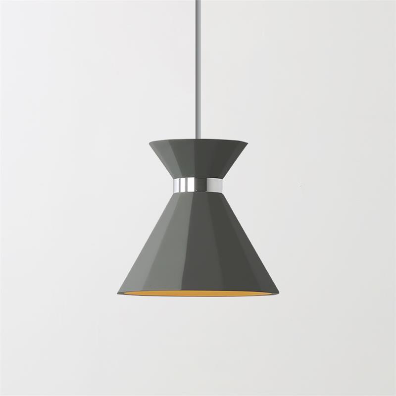 Grey faceted pendant with a silver-coloured centre band
