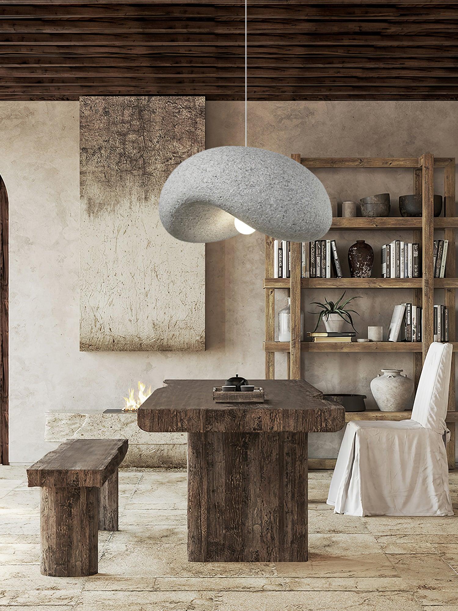 Gray Dunia pendant in a textured room