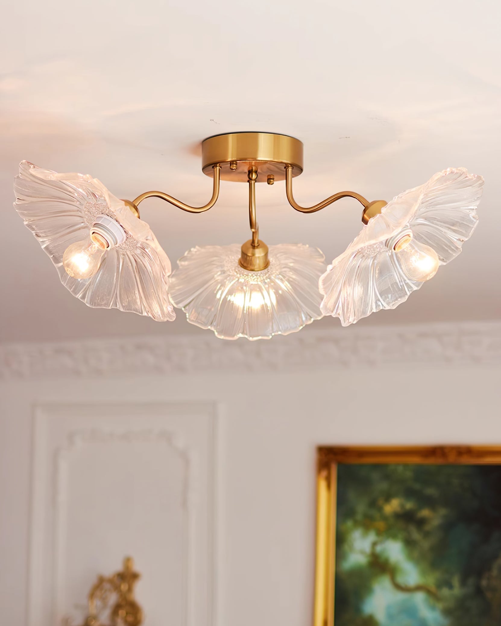 Lotus Leaf Glass Ceiling Lamp - Cueteks