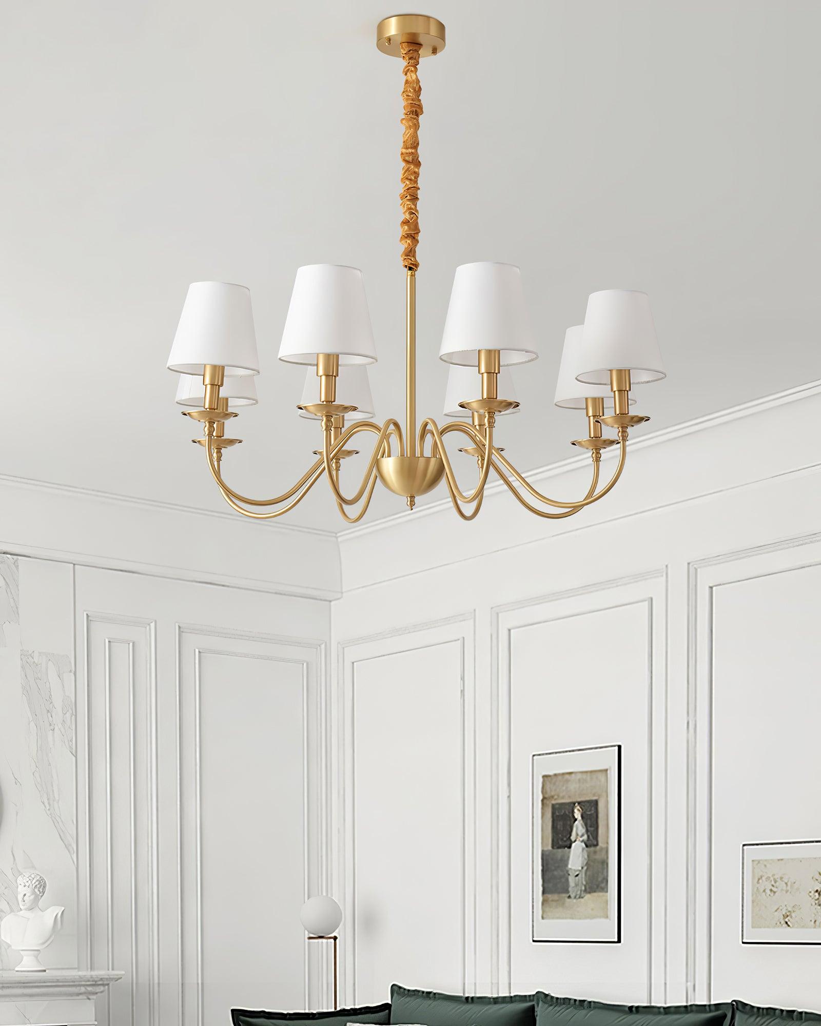 Tapered Fabric Brass Chandelier - Cueteks