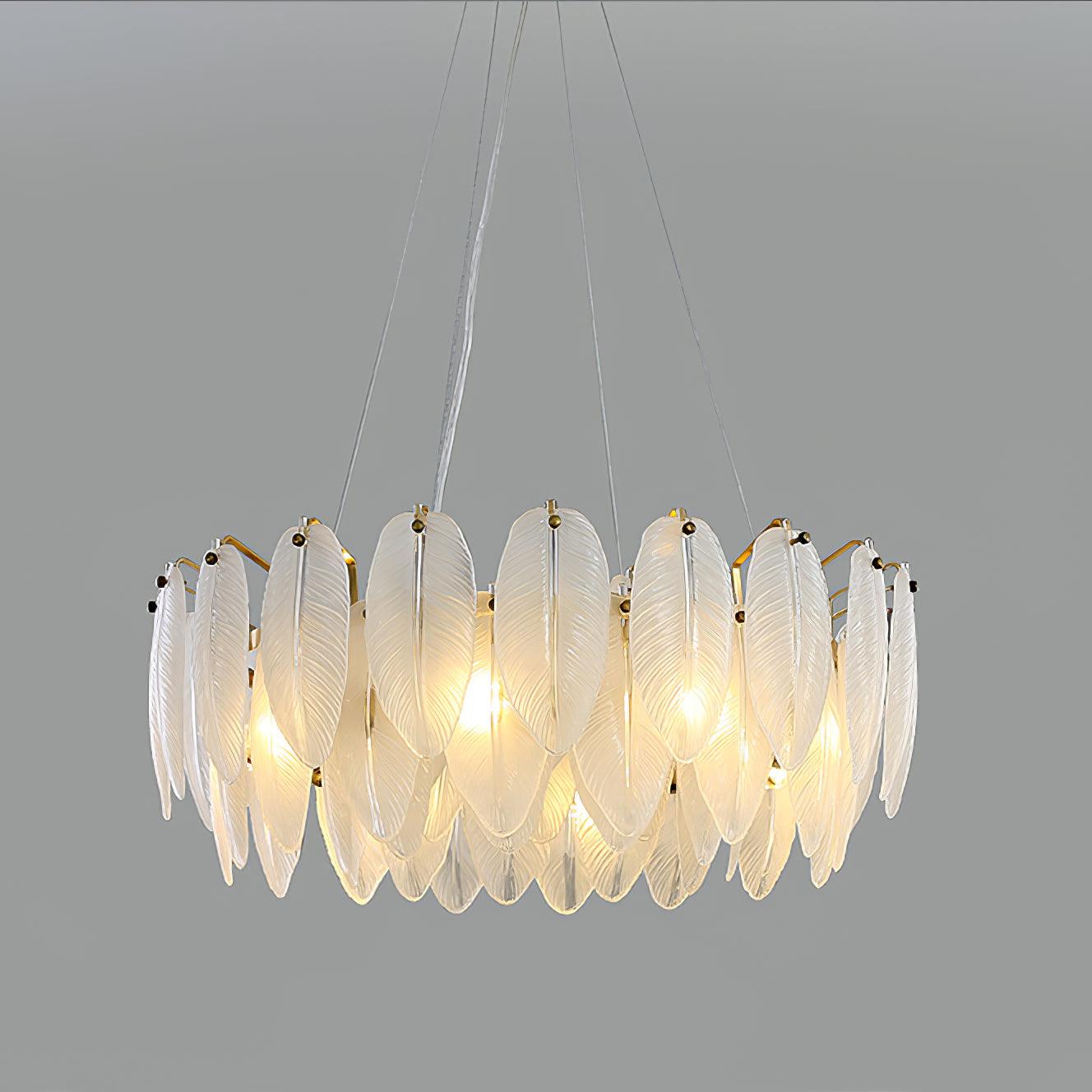 Glass Feather Chandelier - Cueteks