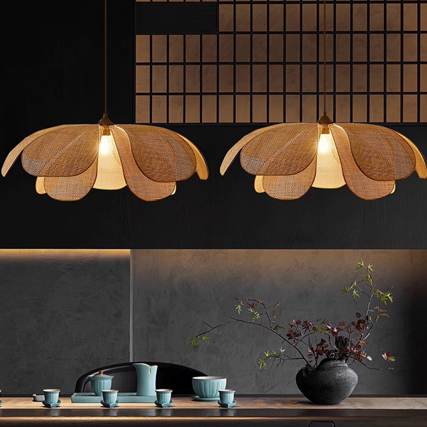 Rattan Petal Pendant Lamp - Cueteks