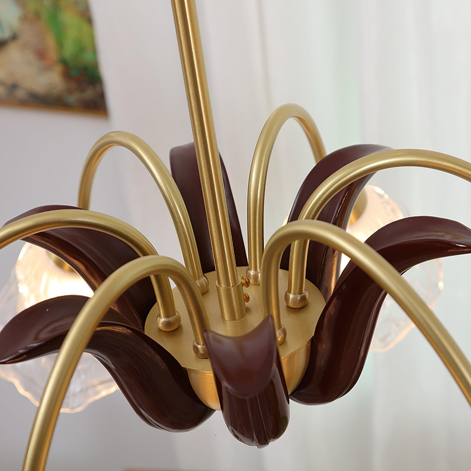 Brass Pastoral Flower Chandelier - Cueteks