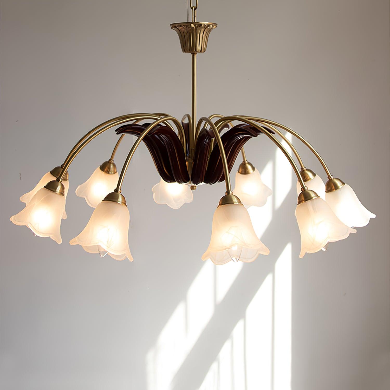Brass Pastoral Flower Chandelier - Cueteks