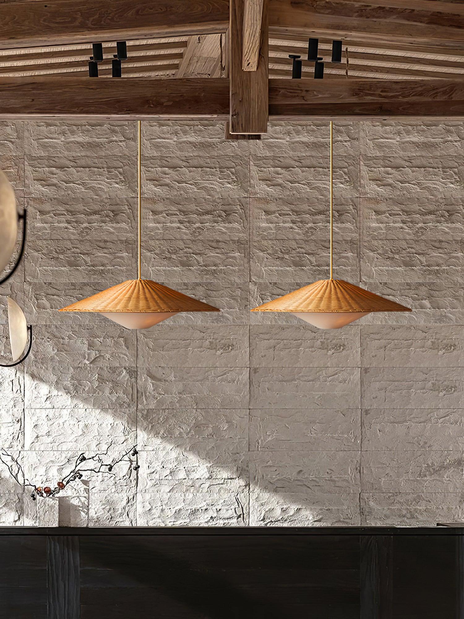 Rattan Hat Pendant Light - Cueteks