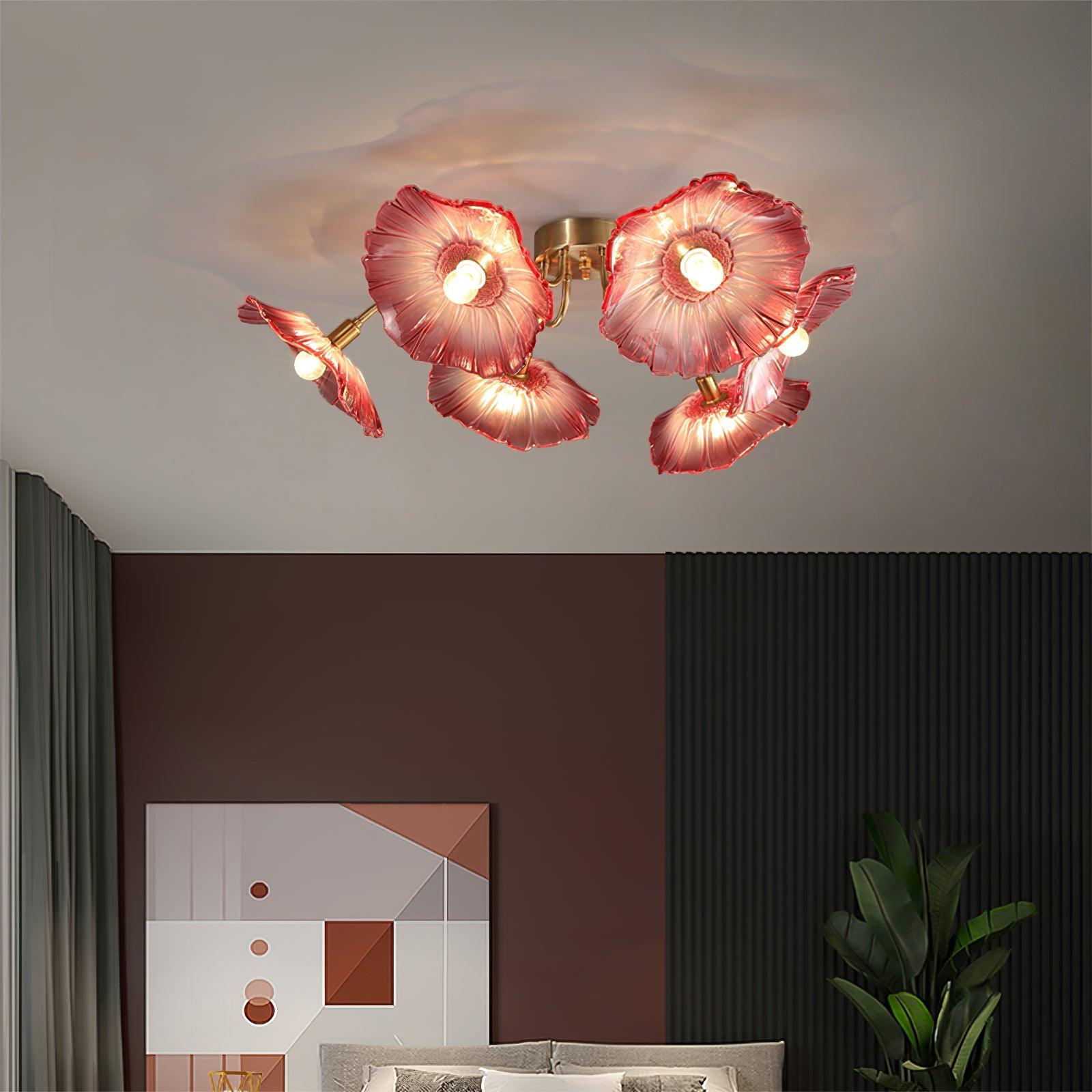 Lotus Leaf Glass Ceiling Lamp - Cueteks