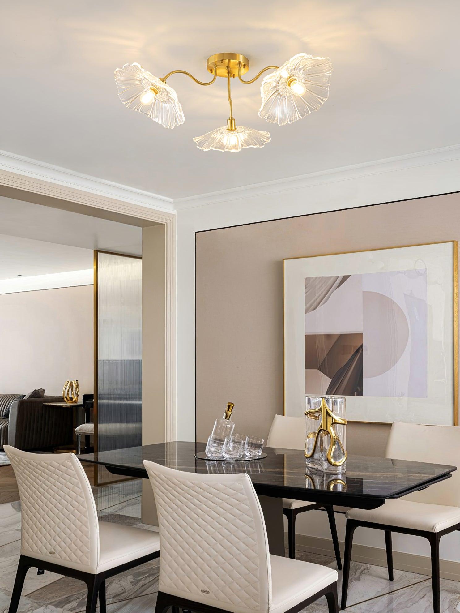 Lotus Leaf Glass Ceiling Lamp - Cueteks