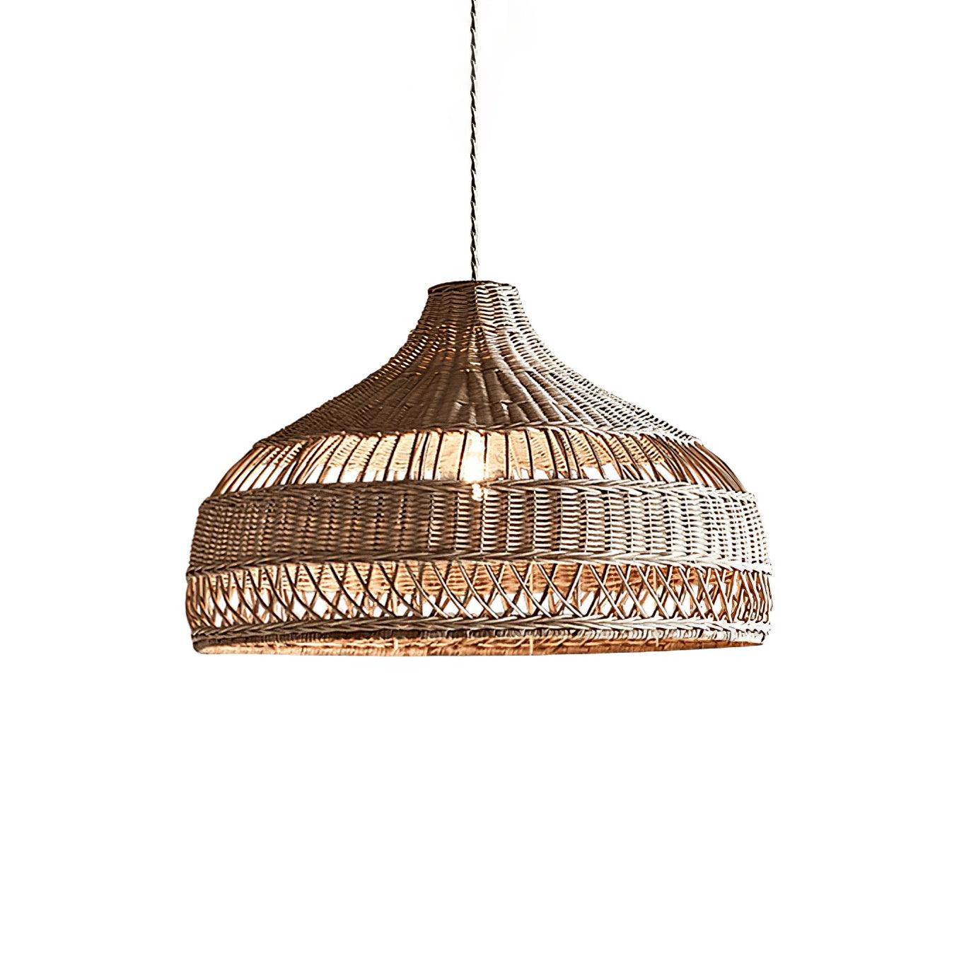 Artisanal Rattan Dome Pendant Lamp - Cueteks