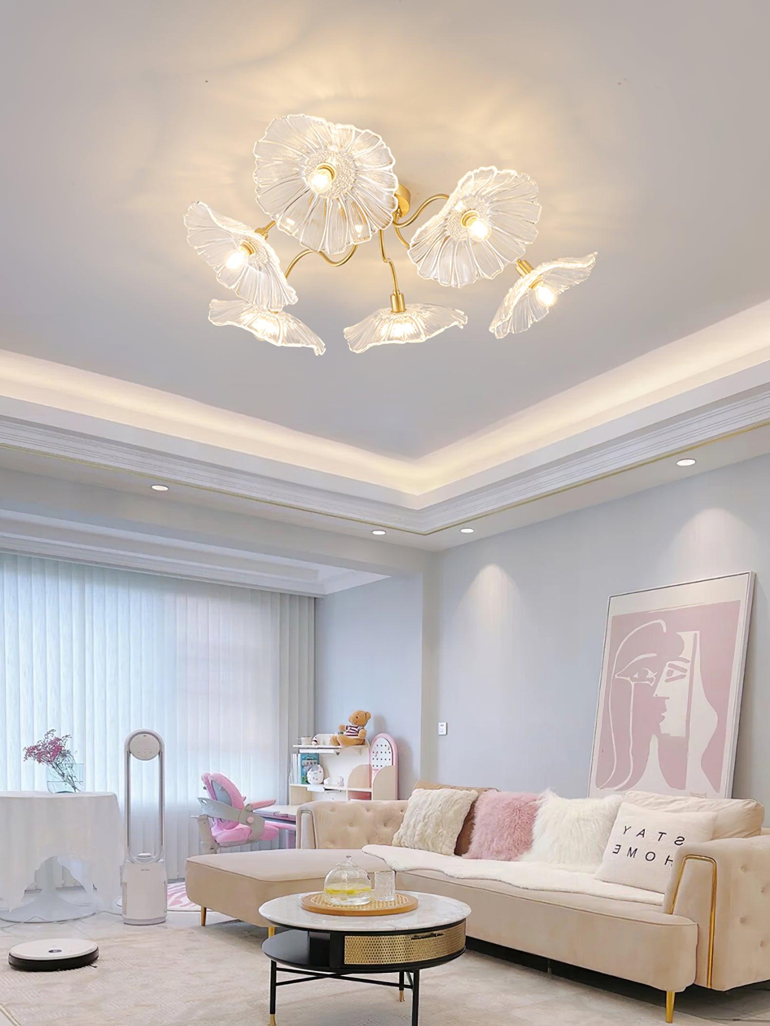 Lotus Leaf Glass Ceiling Lamp - Cueteks