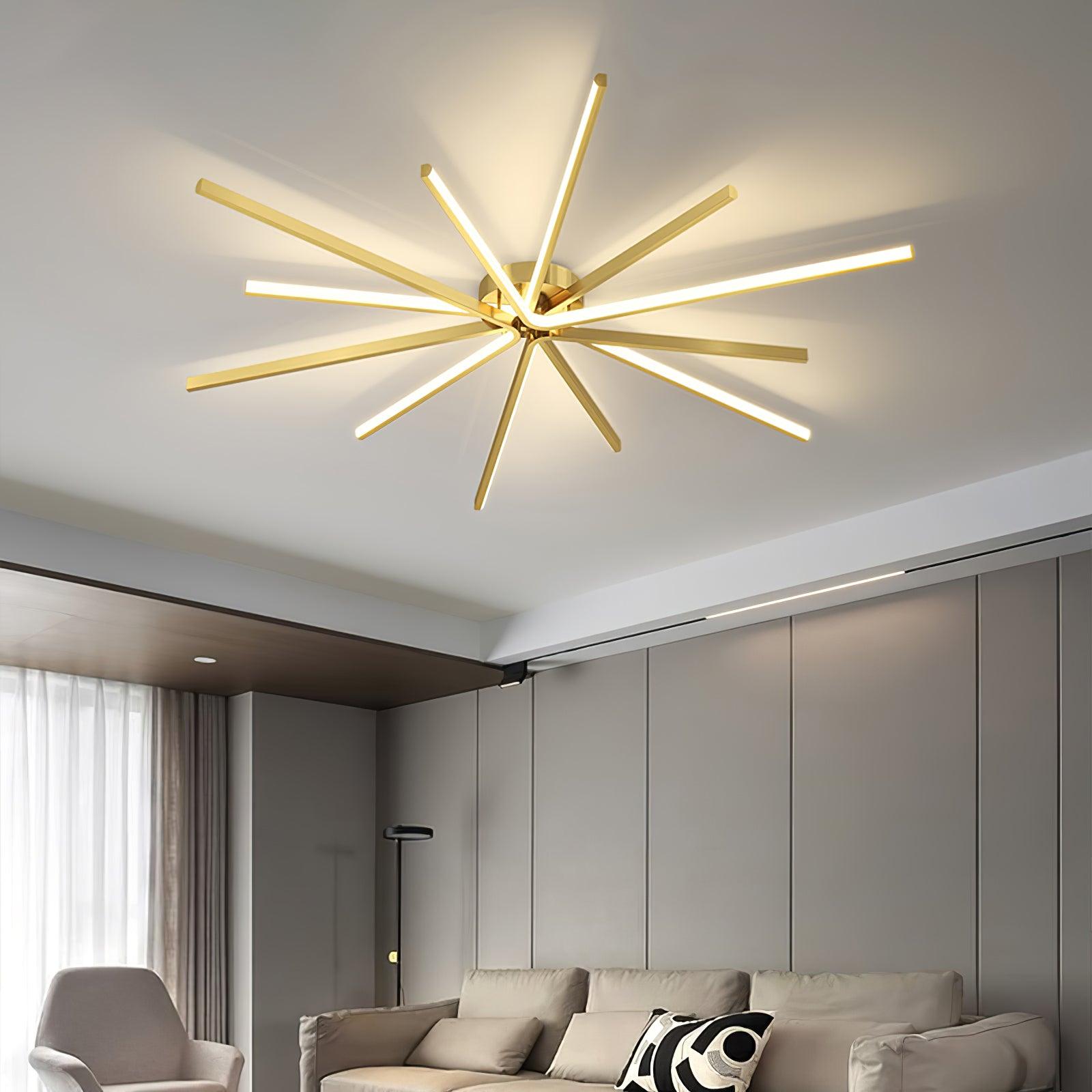 Brass Starbursts Ceiling Lamp - Cueteks