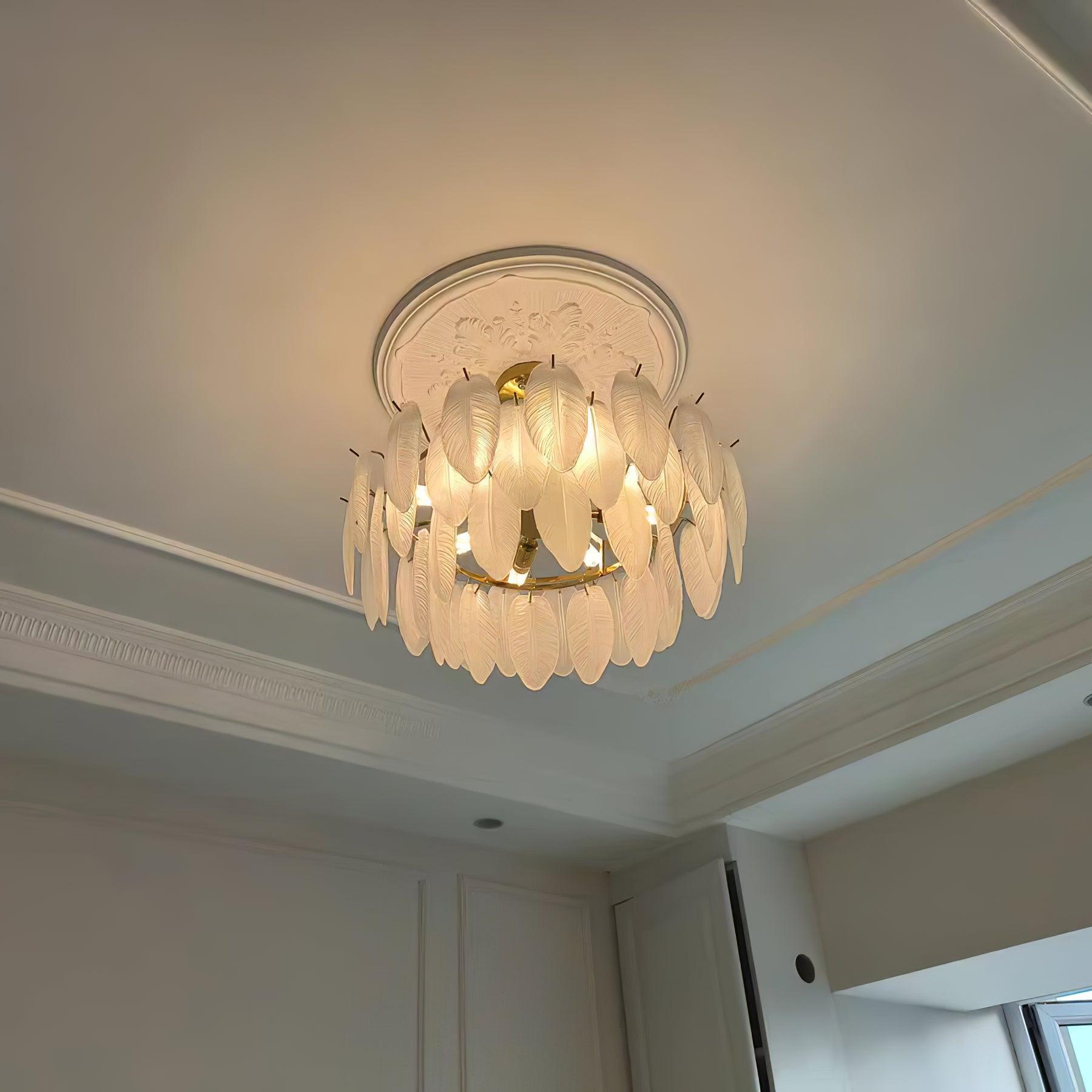 Glass Feather Chandelier - Cueteks