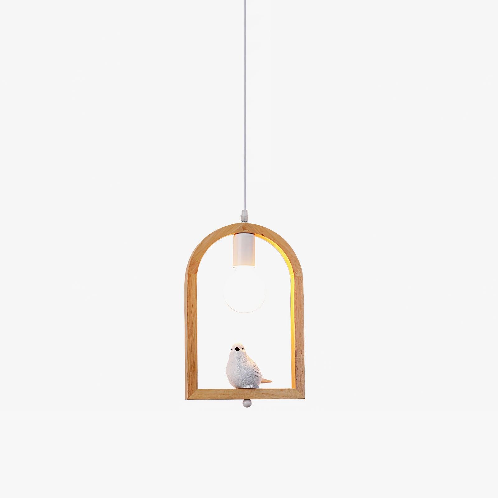 Wood Bird Resin Pendant Light - Cueteks
