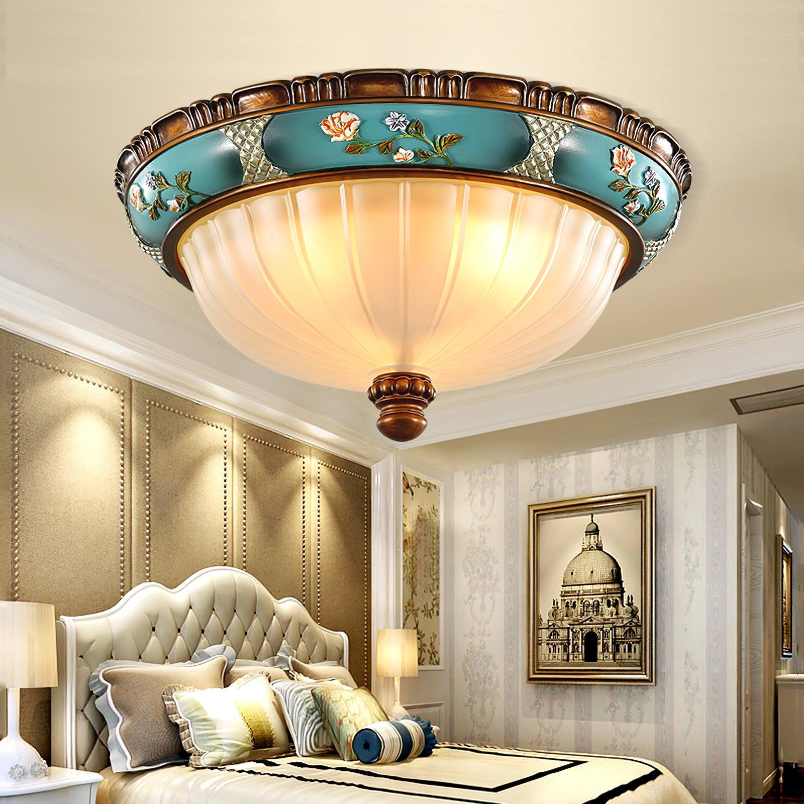 Retro Floral Resin Recessed Ceiling Light - Cueteks