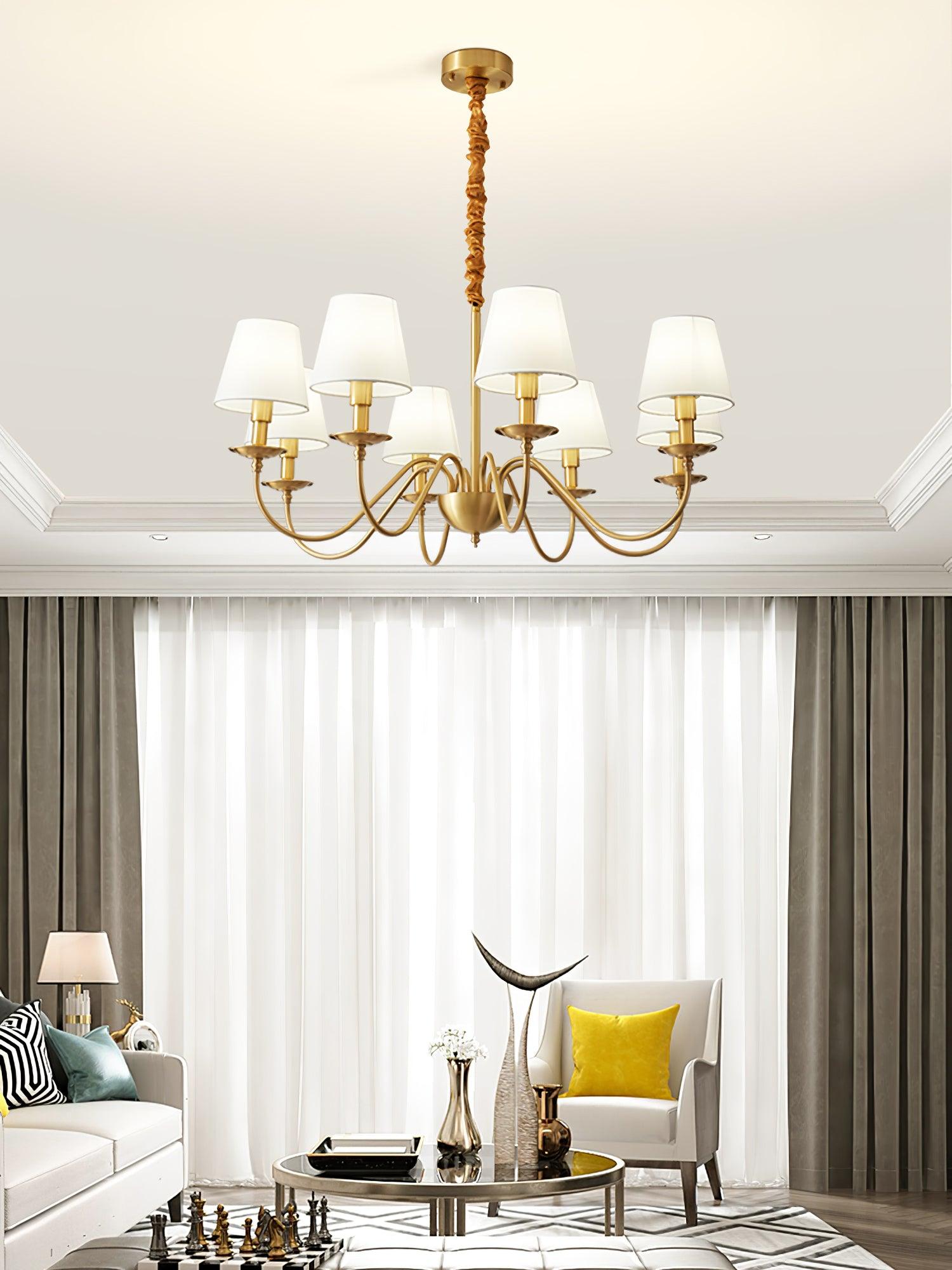 Tapered Fabric Brass Chandelier - Cueteks