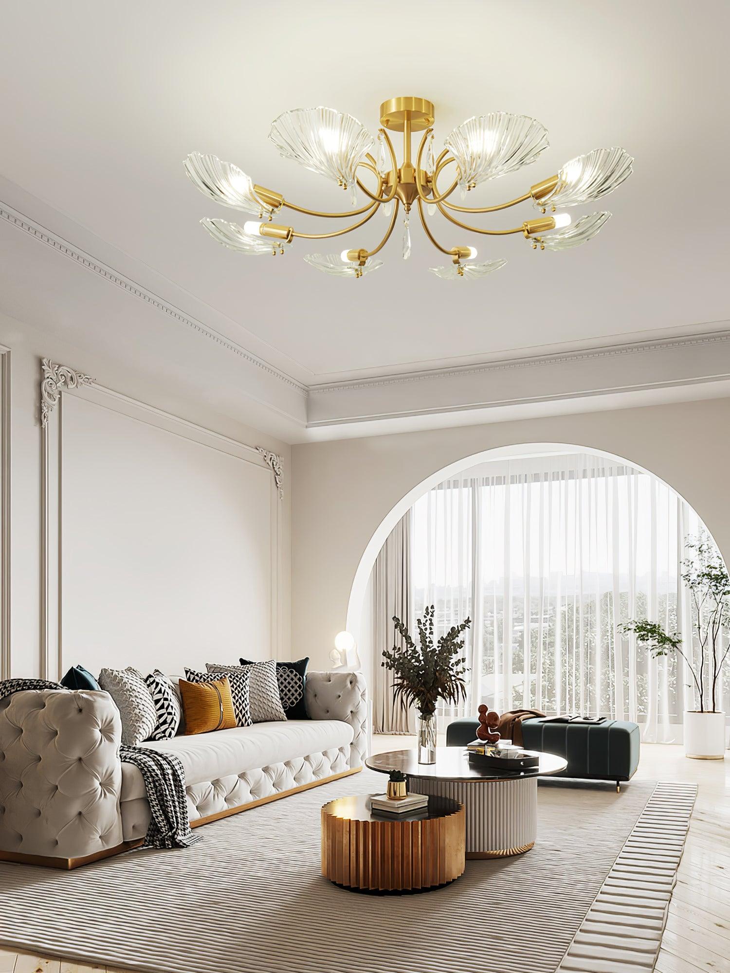 Shell Brass Ceiling Lamp - Cueteks
