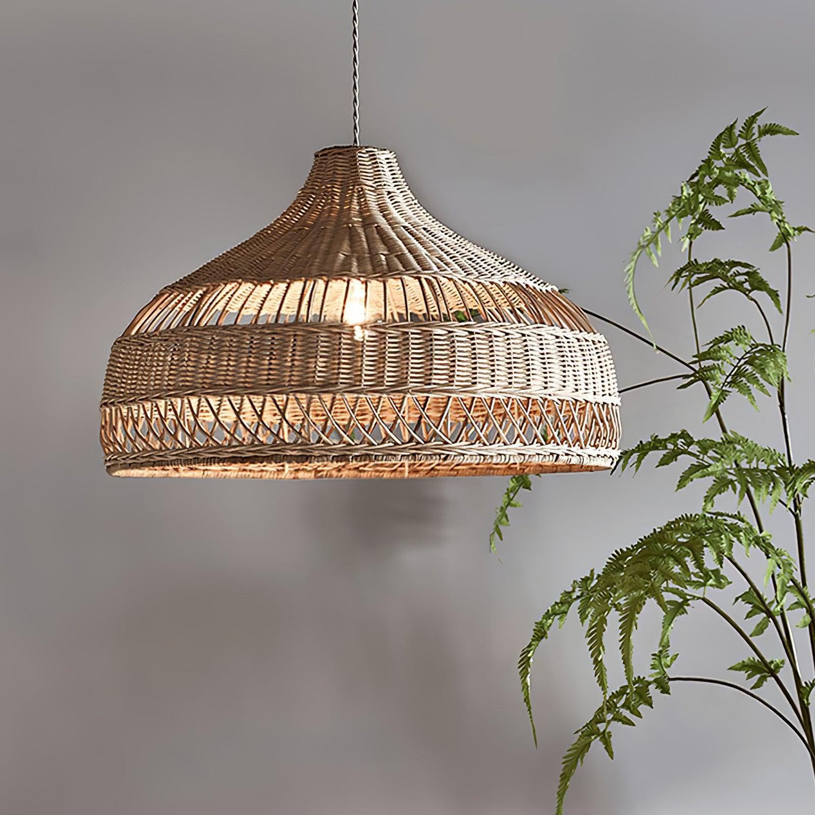 Artisanal Rattan Dome Pendant Lamp - Cueteks