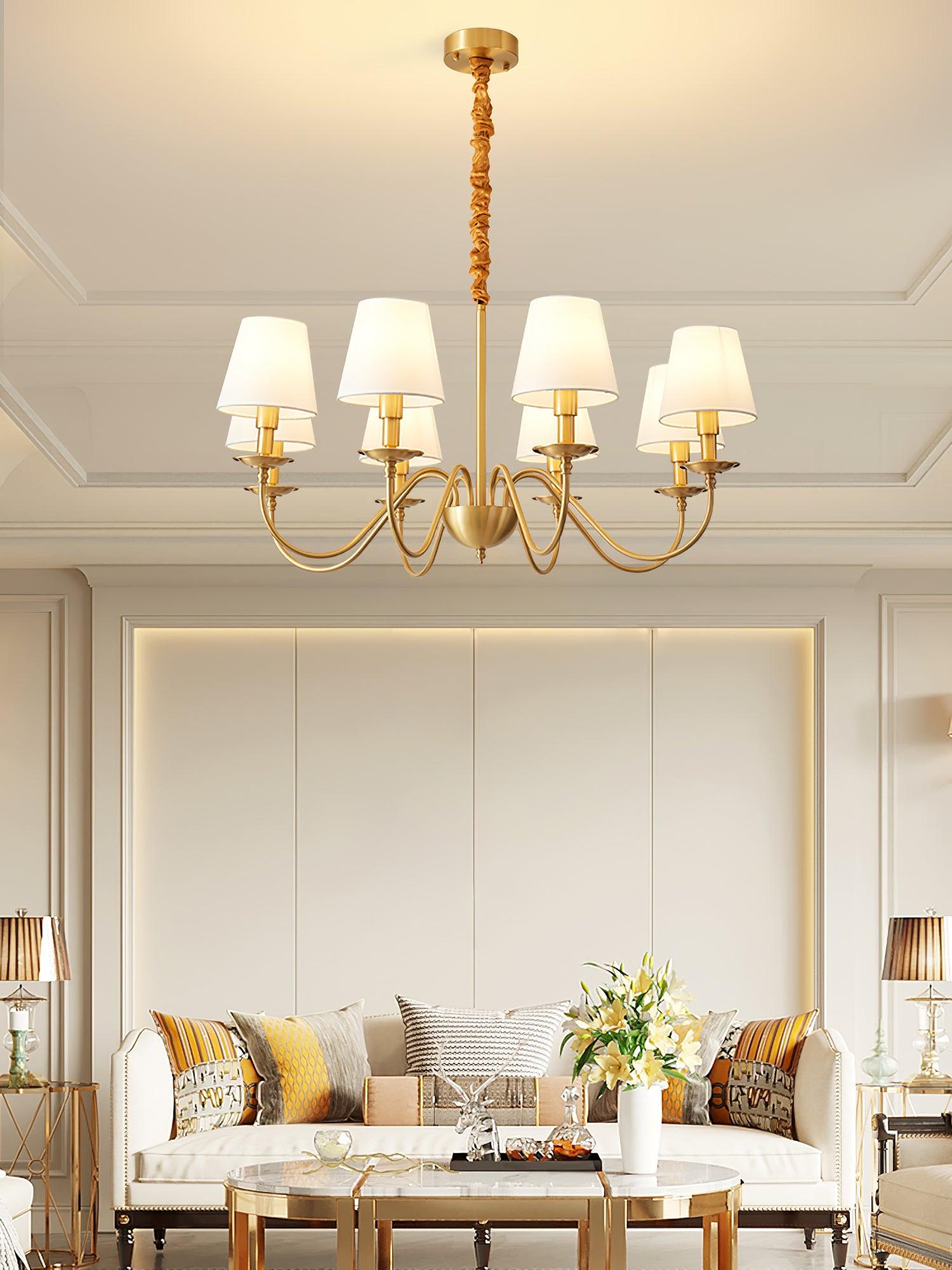 Tapered Fabric Brass Chandelier - Cueteks