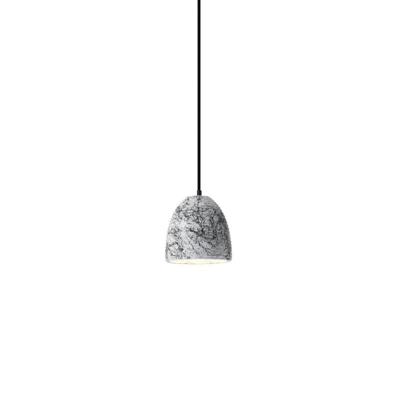 White patterned Hubble pendant with a rounded tapered shade