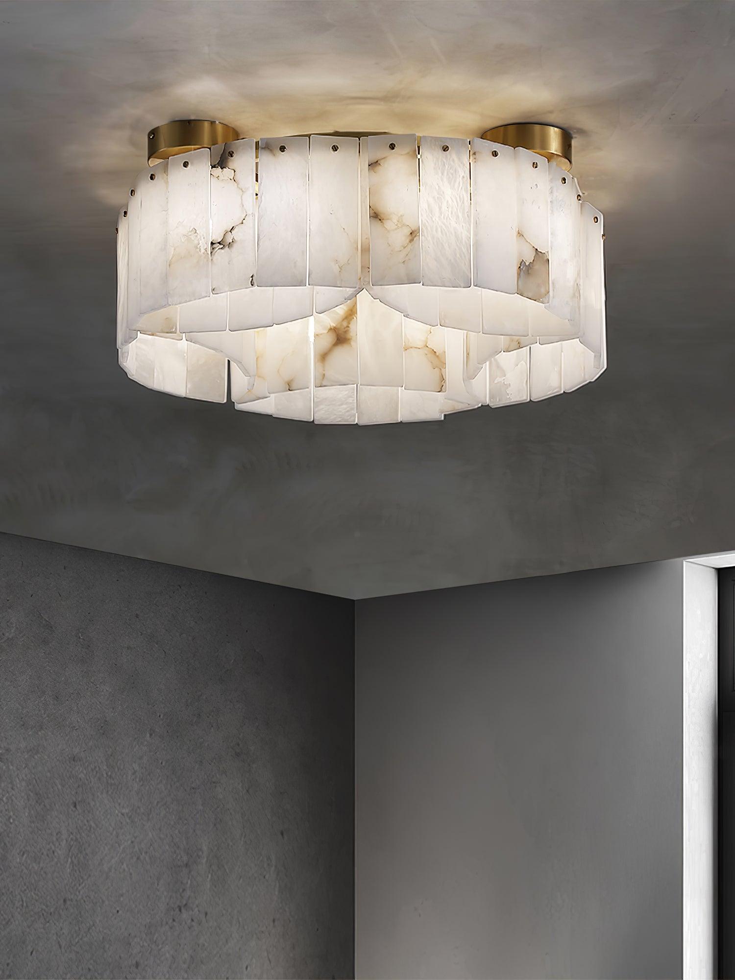 Luxe Alabaster Brass Ceiling Lamp - Cueteks