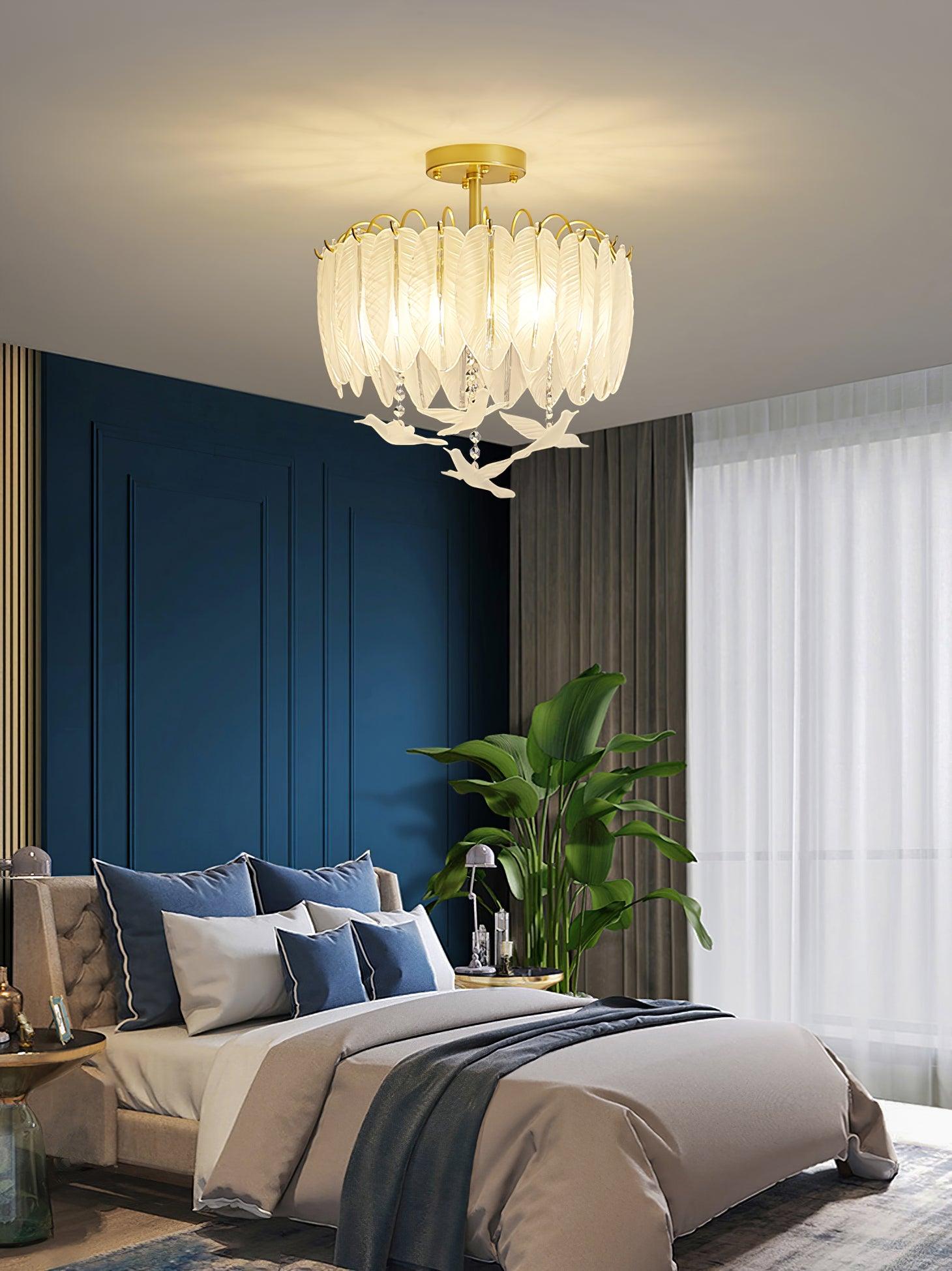 Glass Feather Ceiling Light - Cueteks