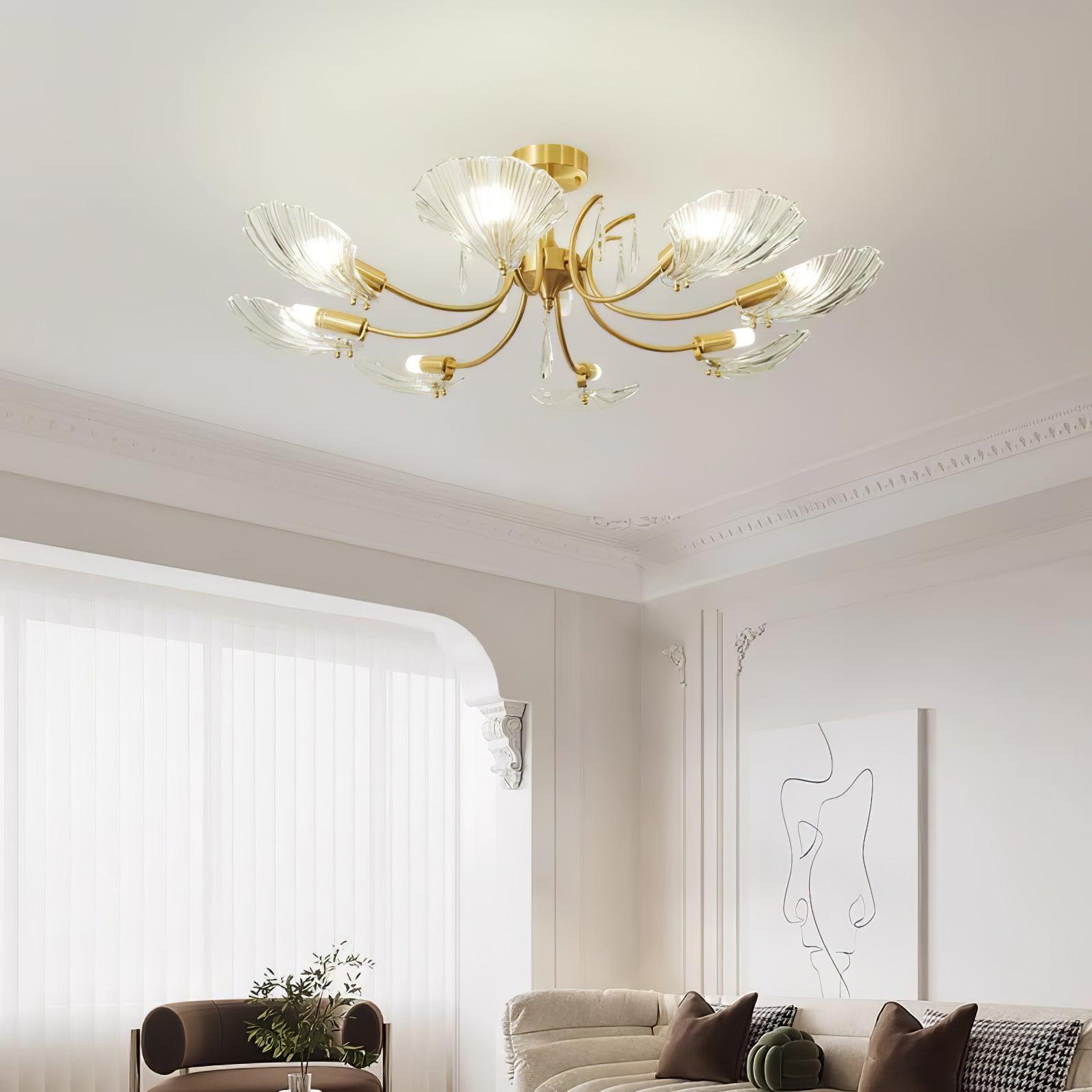 Shell Brass Ceiling Lamp - Cueteks