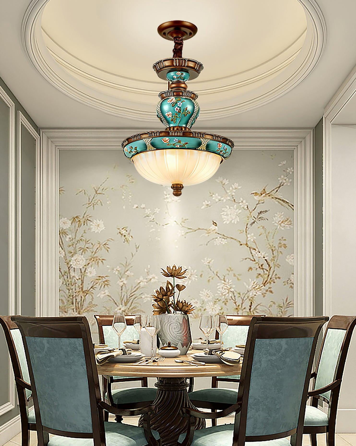 Retro Floral Resin Recessed Ceiling Light - Cueteks