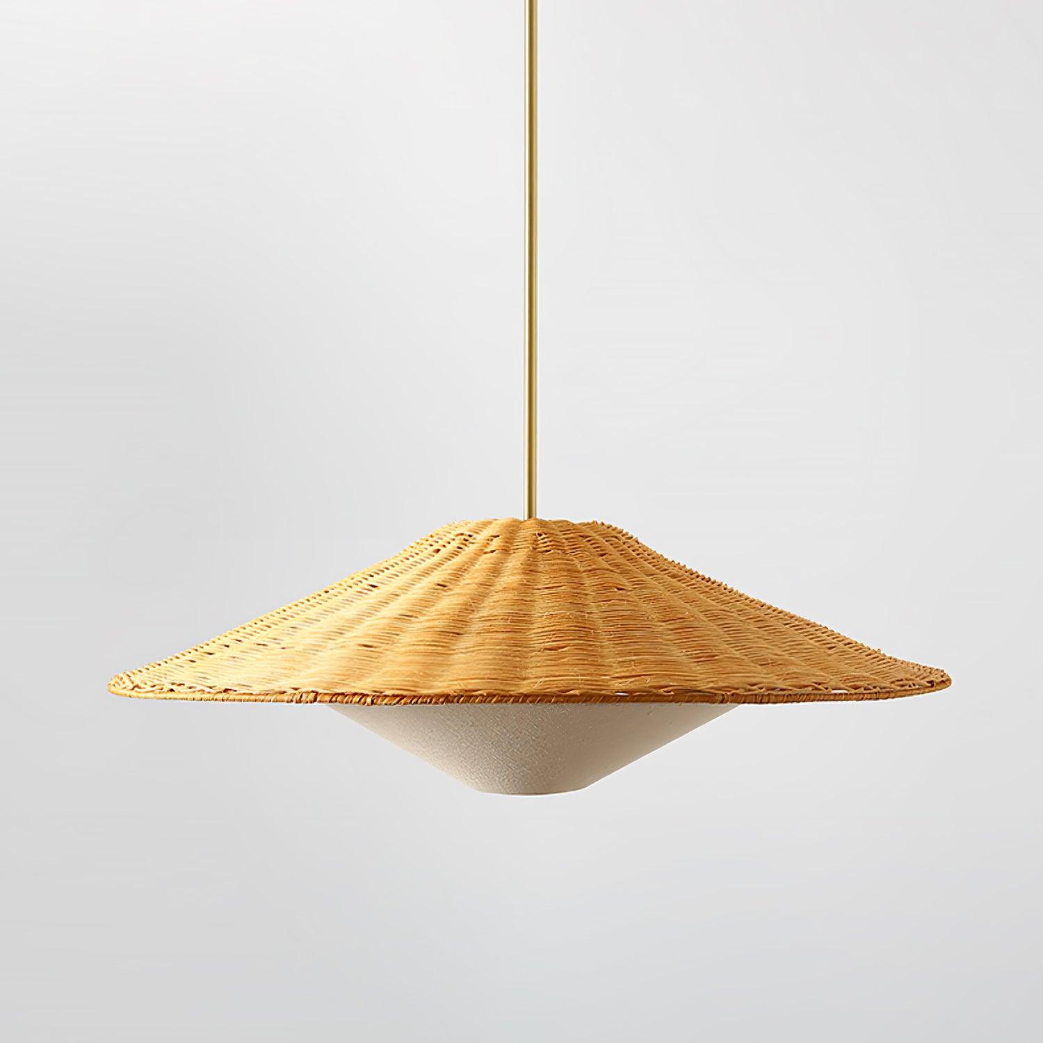 Rattan Hat Pendant Light - Cueteks