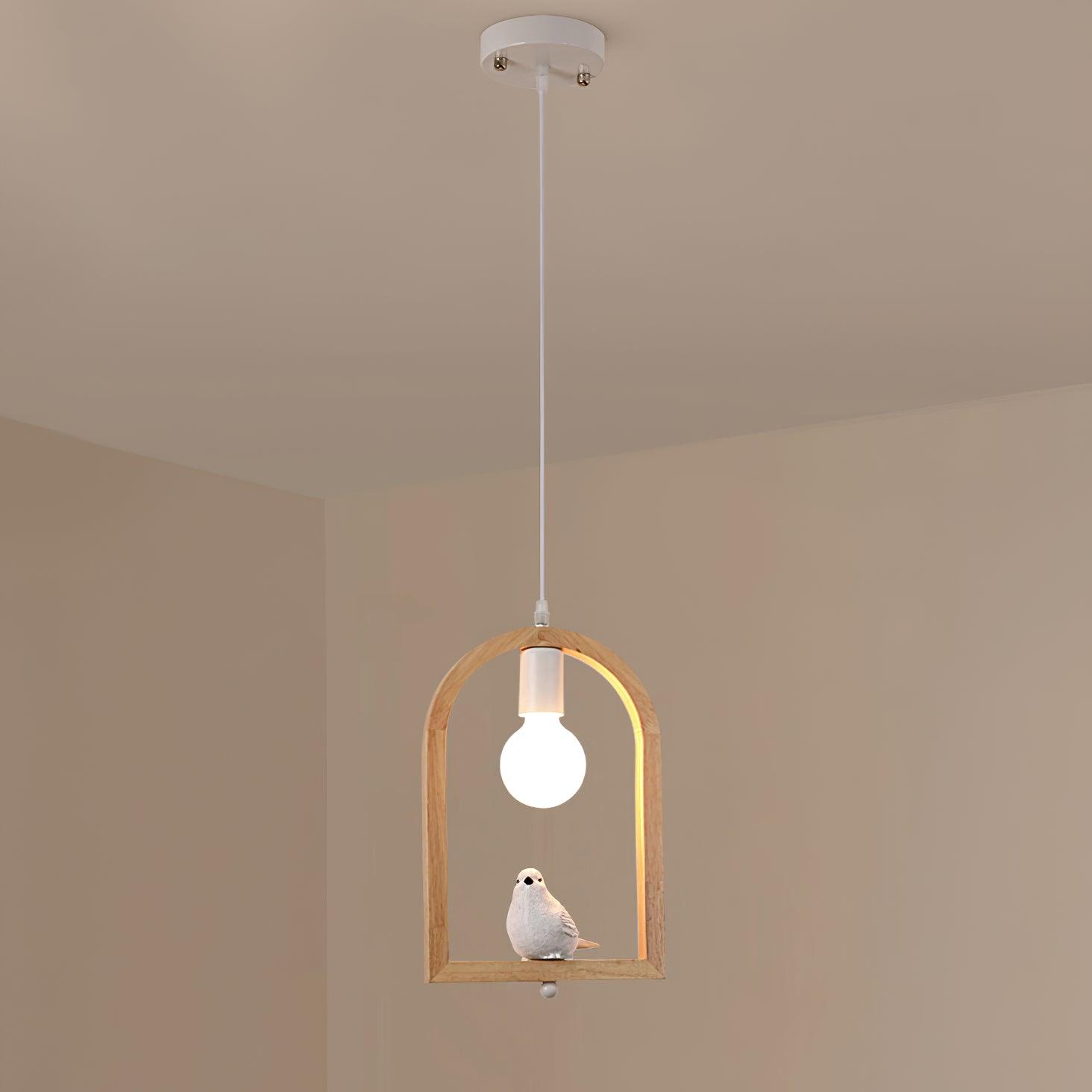 Wood Bird Resin Pendant Light - Cueteks
