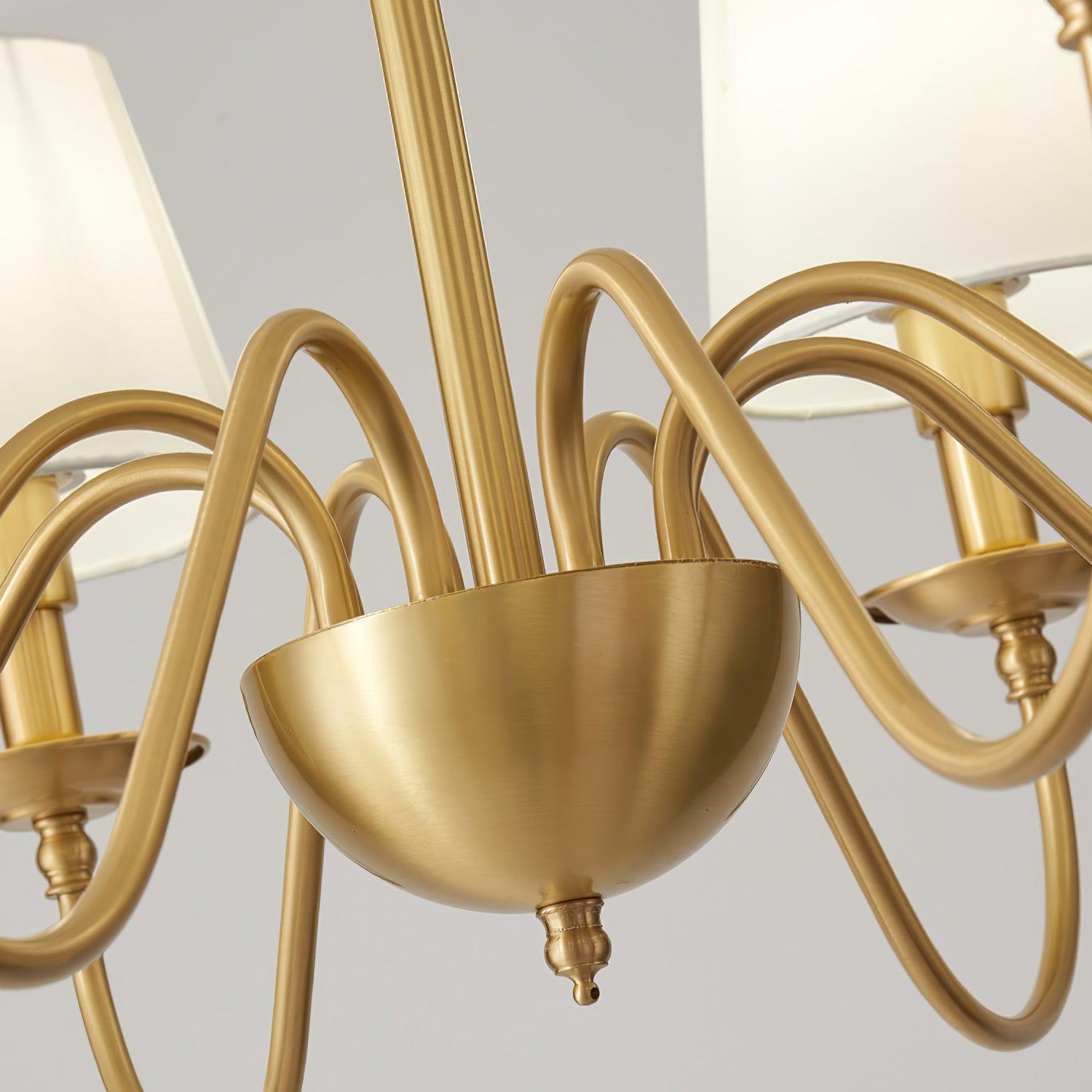 Tapered Fabric Brass Chandelier - Cueteks