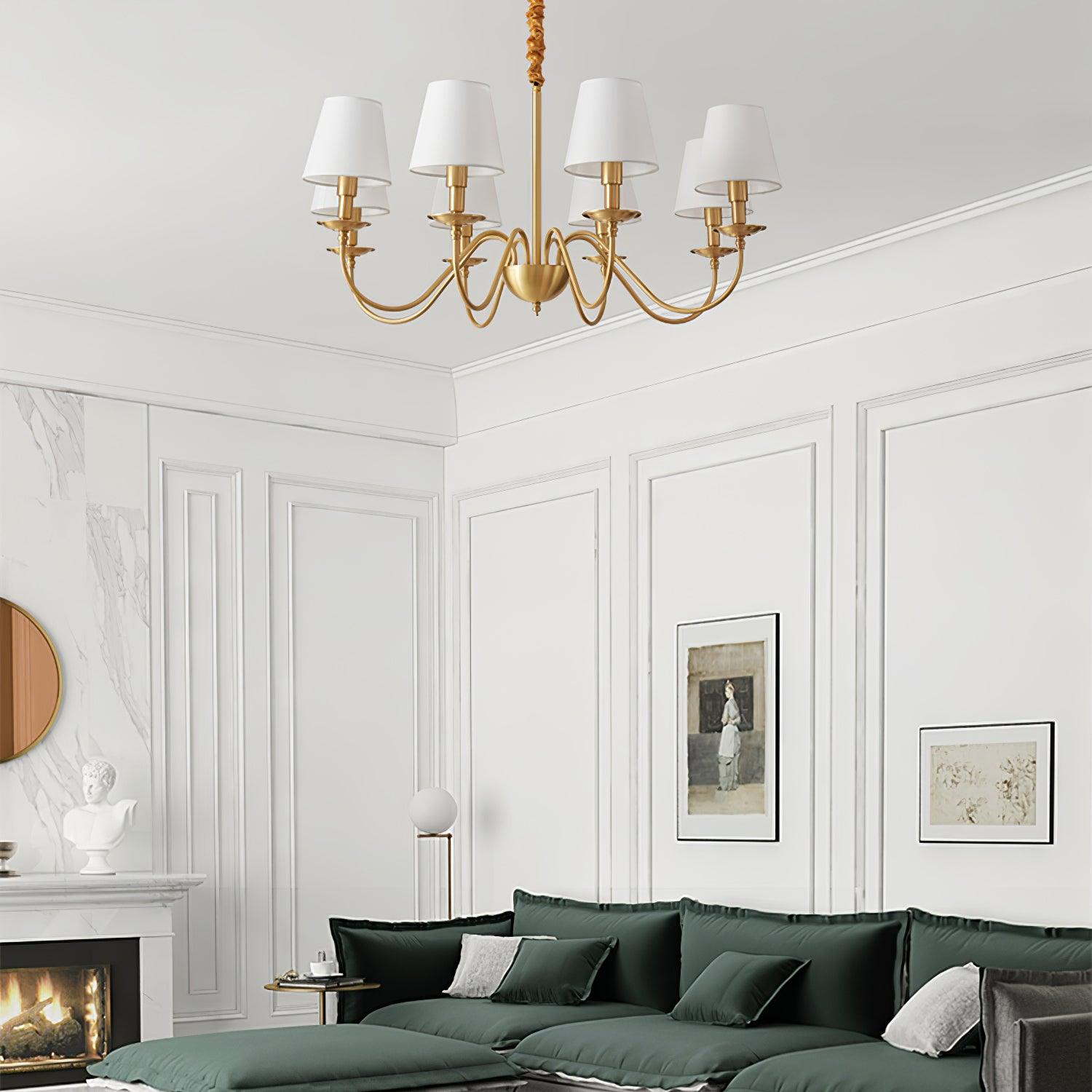Tapered Fabric Brass Chandelier - Cueteks