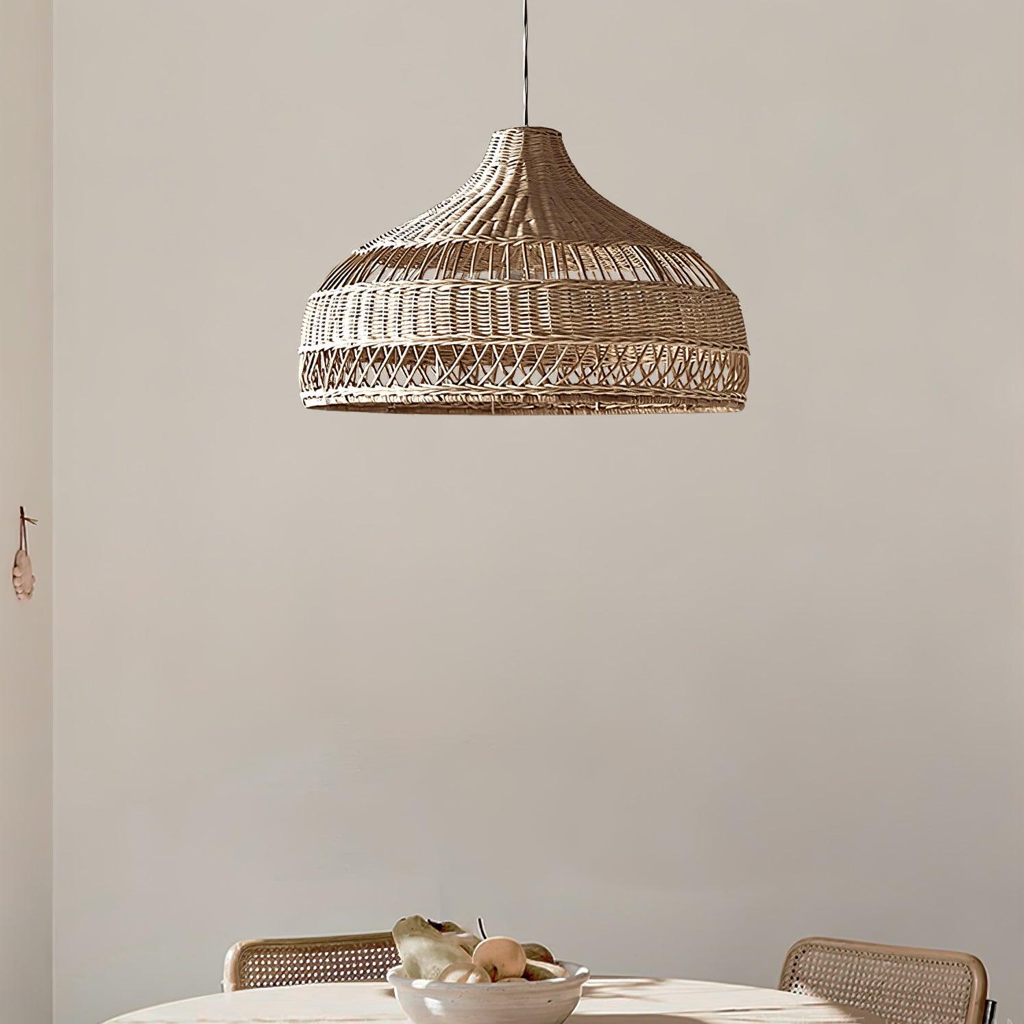 Artisanal Rattan Dome Pendant Lamp - Cueteks