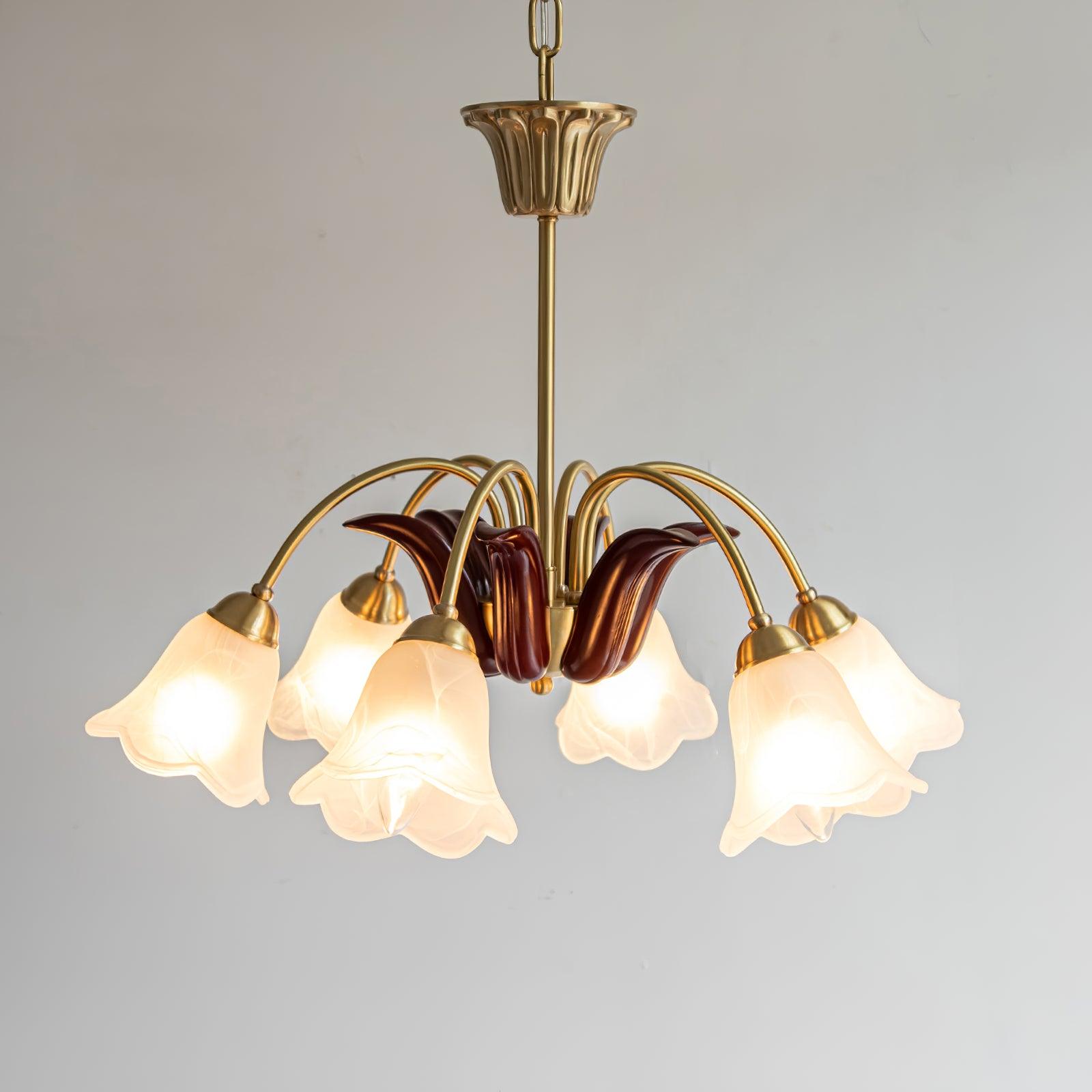 Brass Pastoral Flower Chandelier - Cueteks