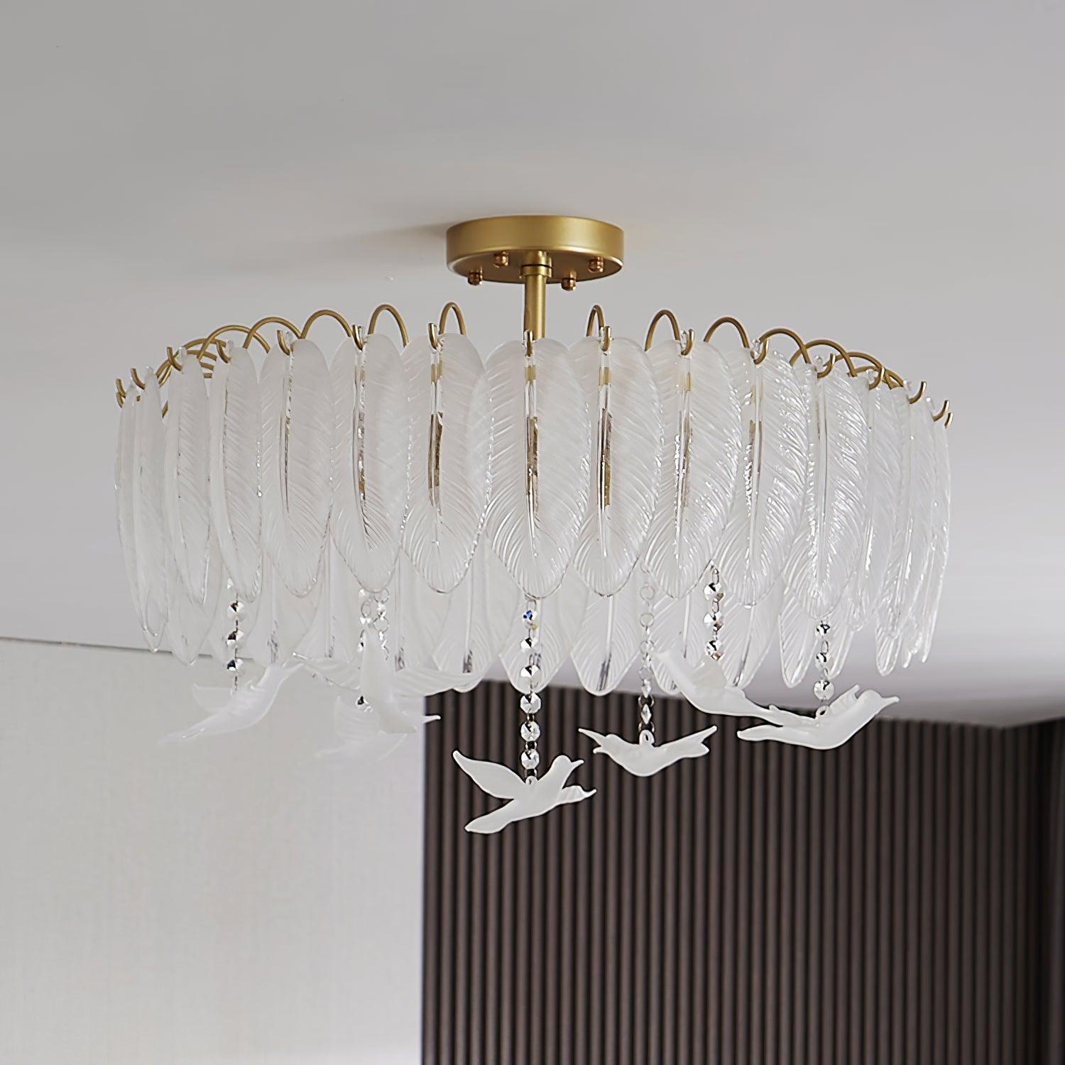 Glass Feather Ceiling Light - Cueteks
