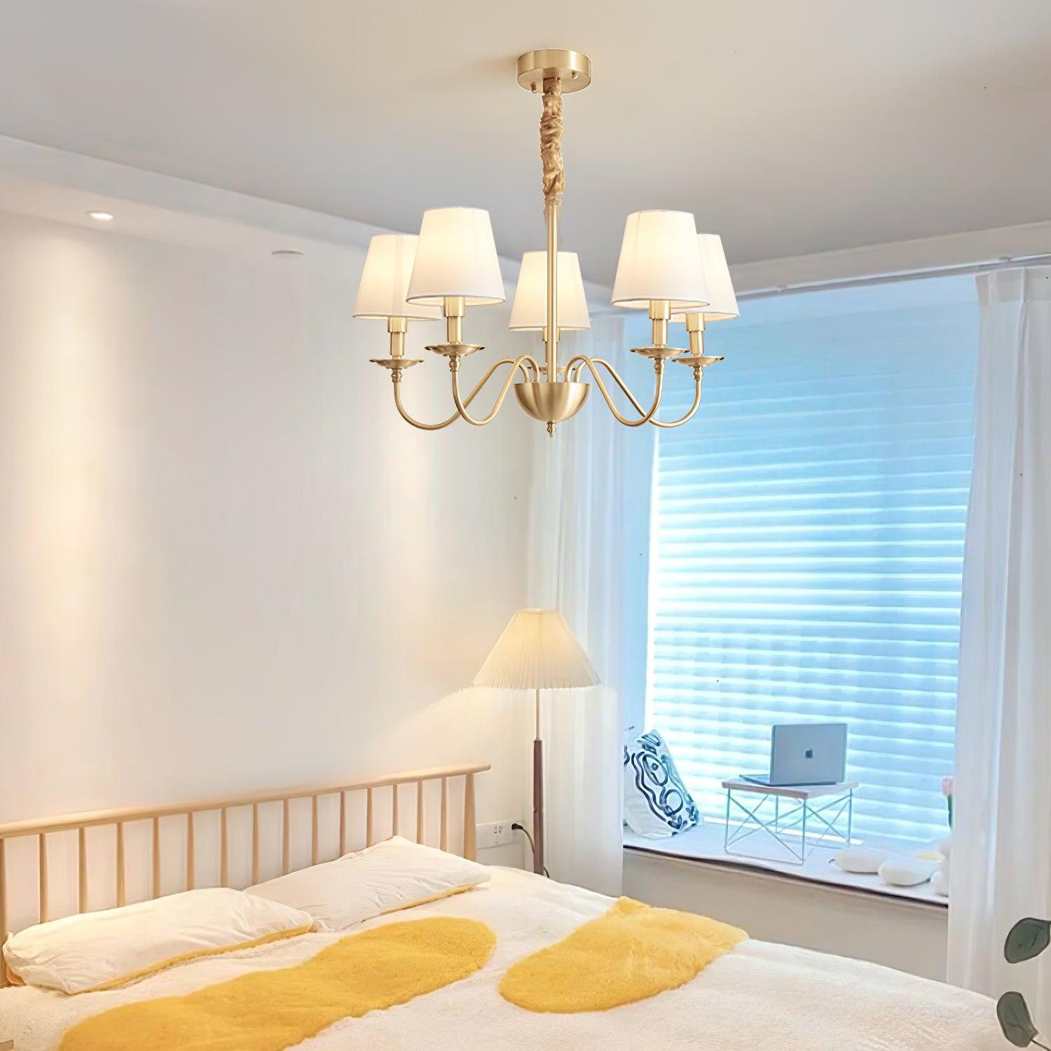 Tapered Fabric Brass Chandelier - Cueteks