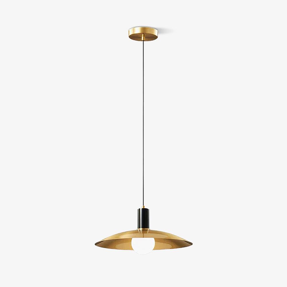 Brass-shade pendant with complete suspension and canopy