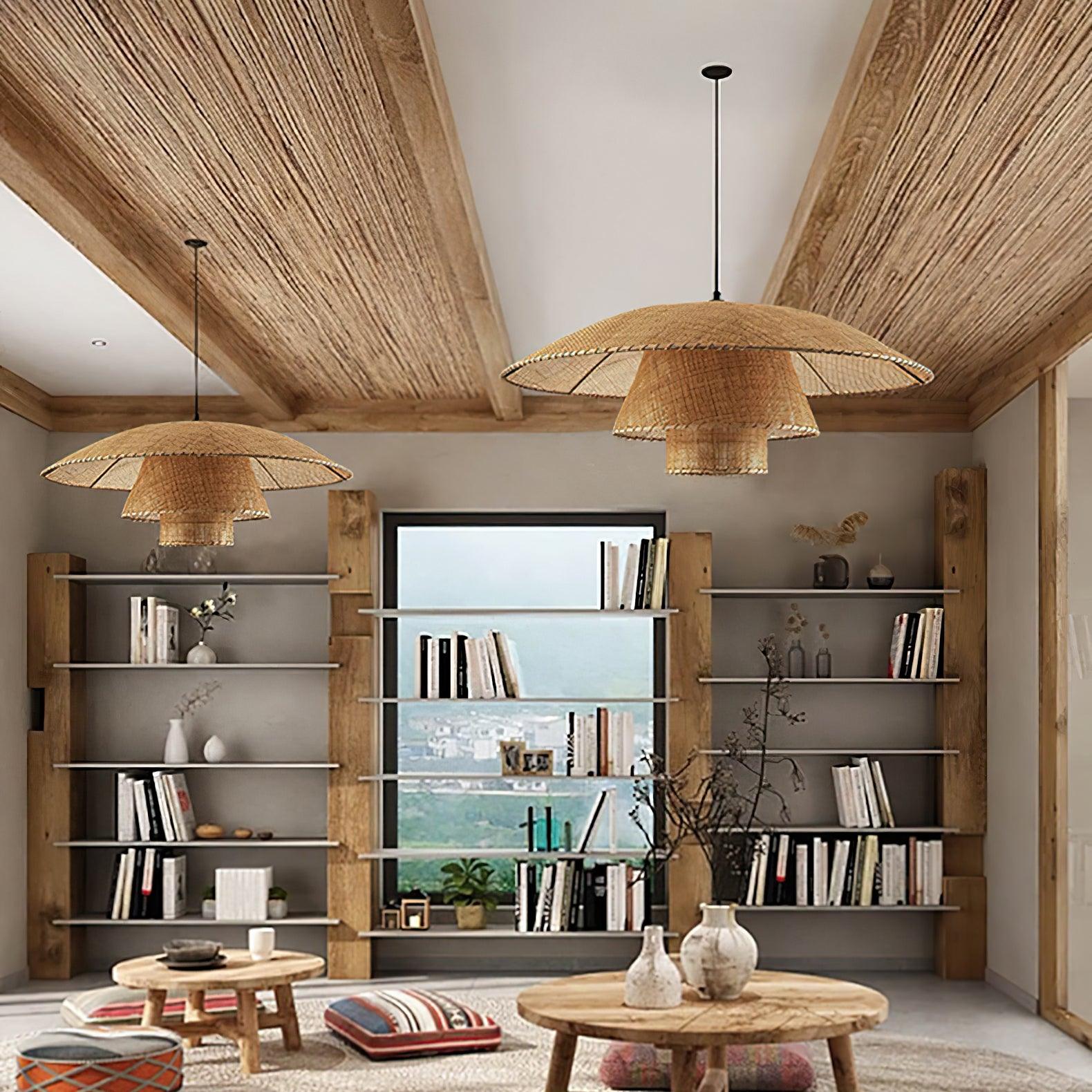 Hat Weave Rattan Pendant Lamp - Cueteks