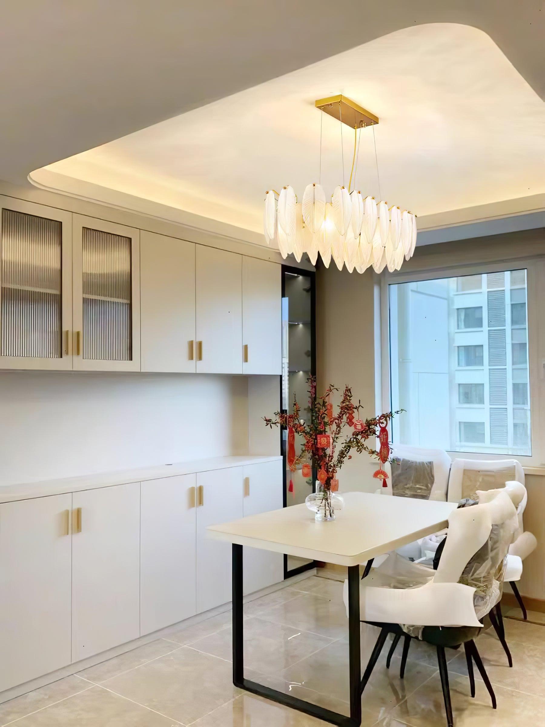 Glass Feather Chandelier - Cueteks