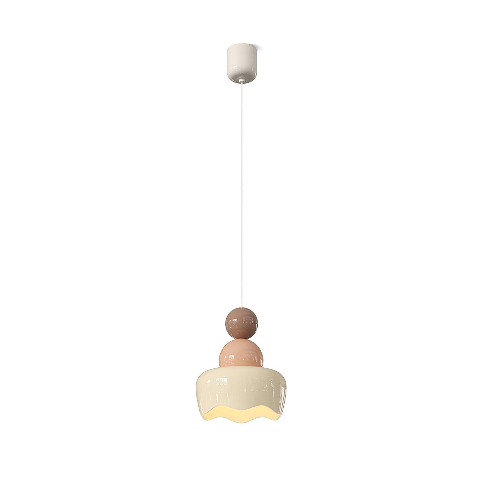 Full view of the cream-shade and pink-middle doll pendant
