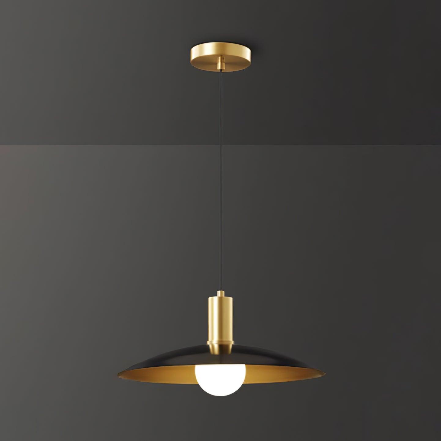 Black outer shade with brass-colour cap and underside