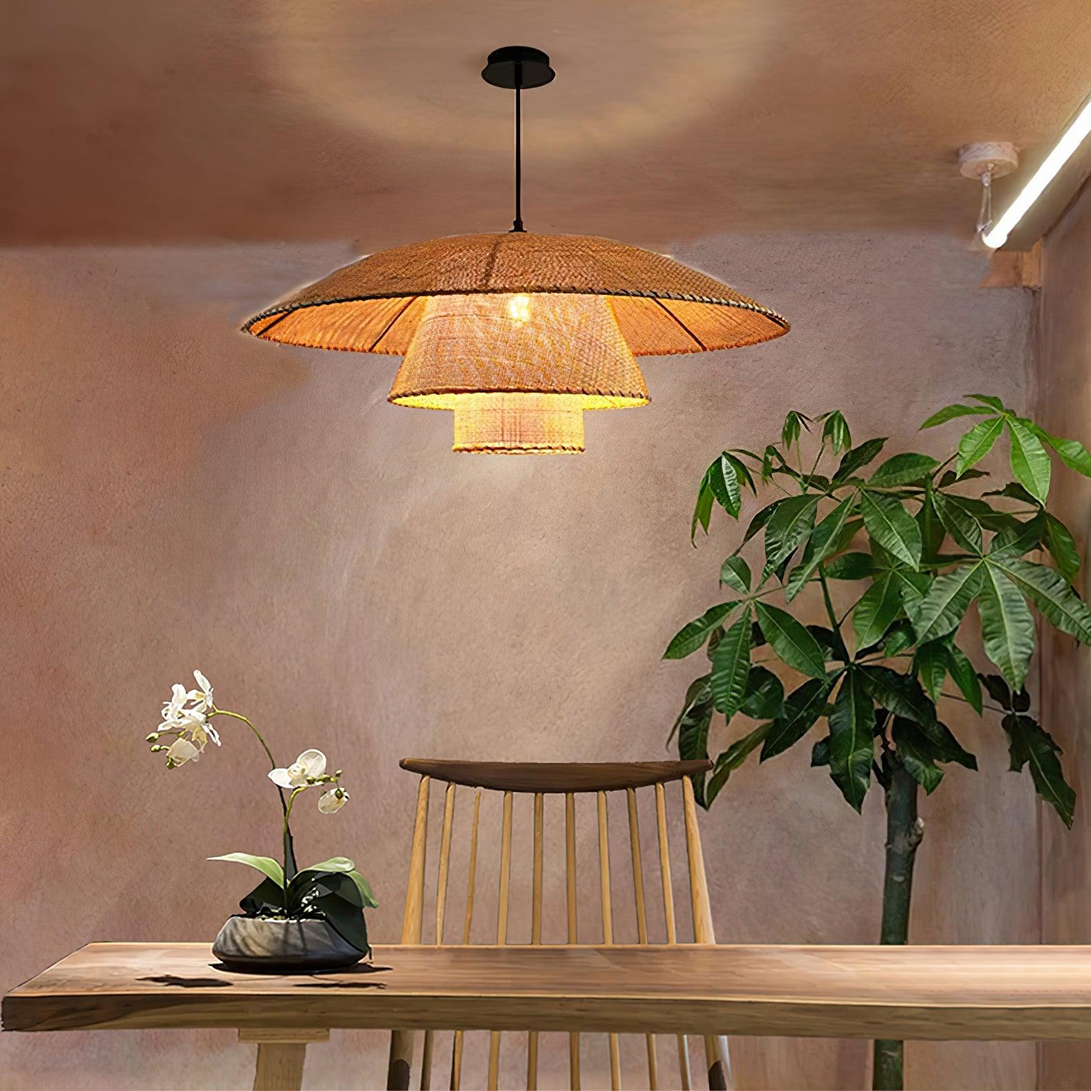 Hat Weave Rattan Pendant Lamp - Cueteks