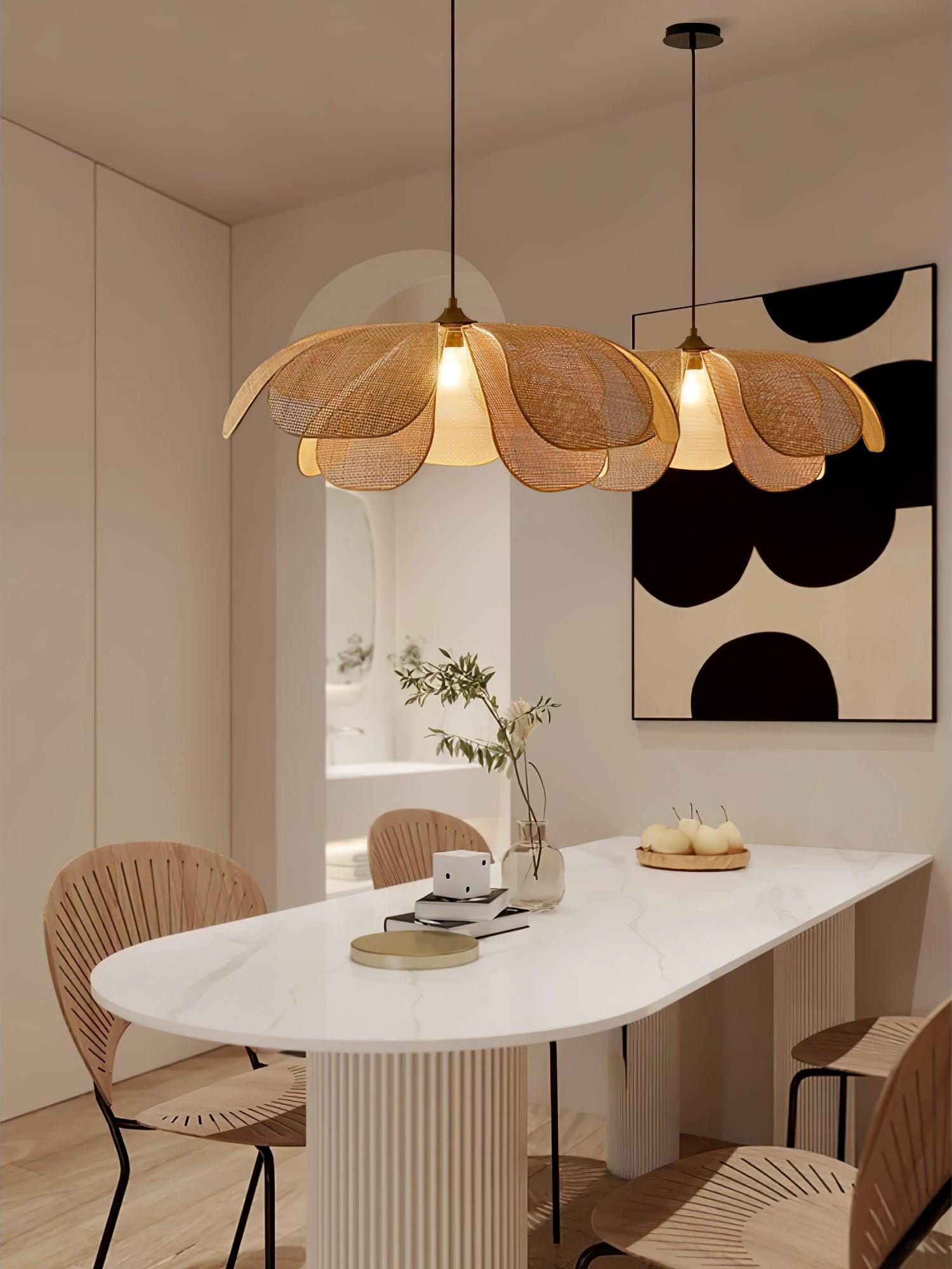 Rattan Petal Pendant Lamp - Cueteks