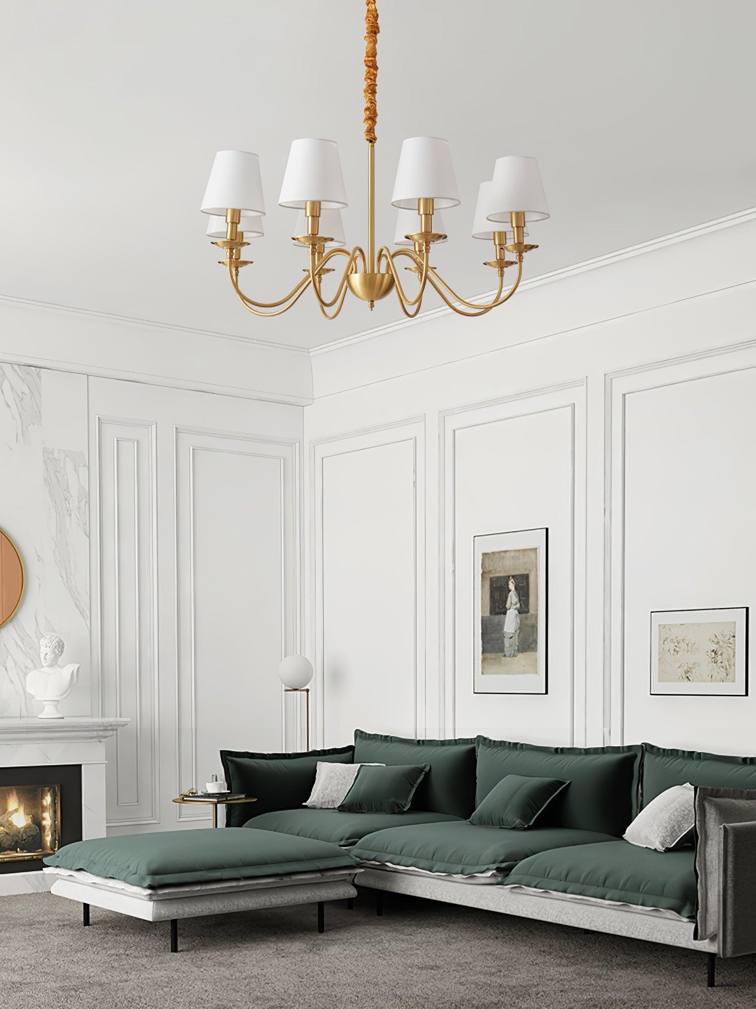 Tapered Fabric Brass Chandelier - Cueteks