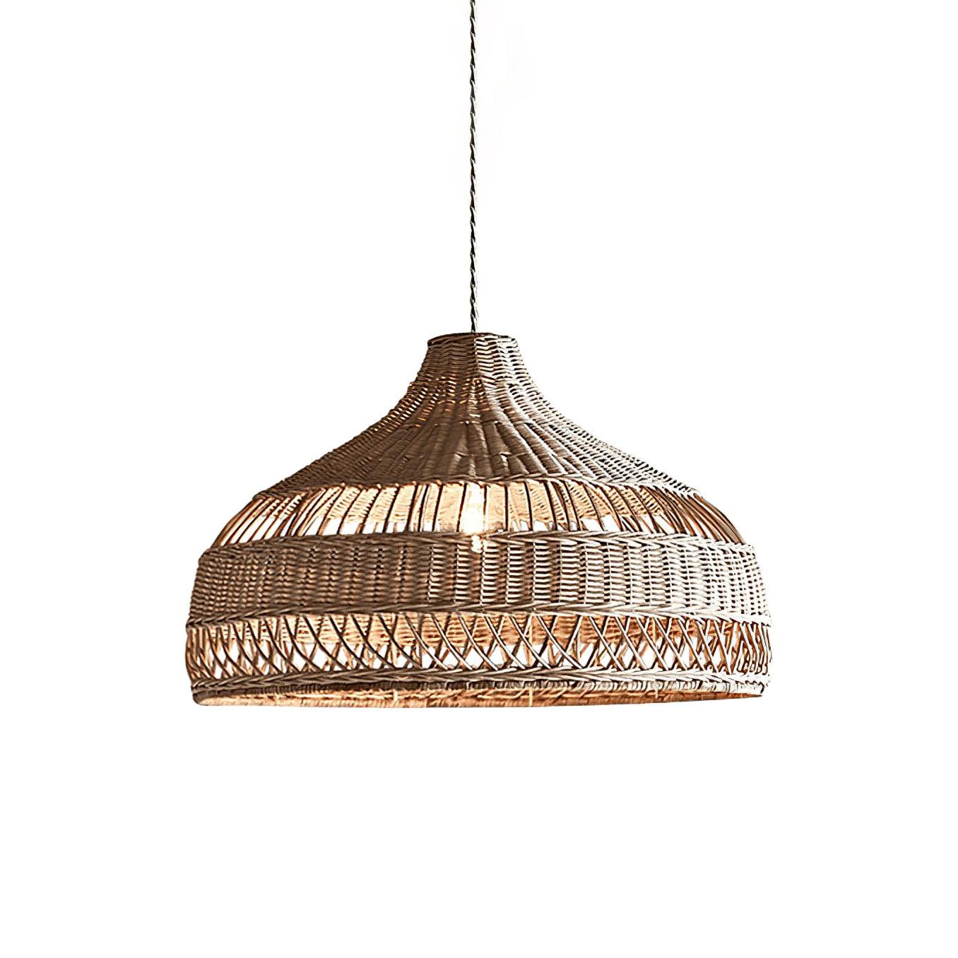 Artisanal Rattan Dome Pendant Lamp - Cueteks