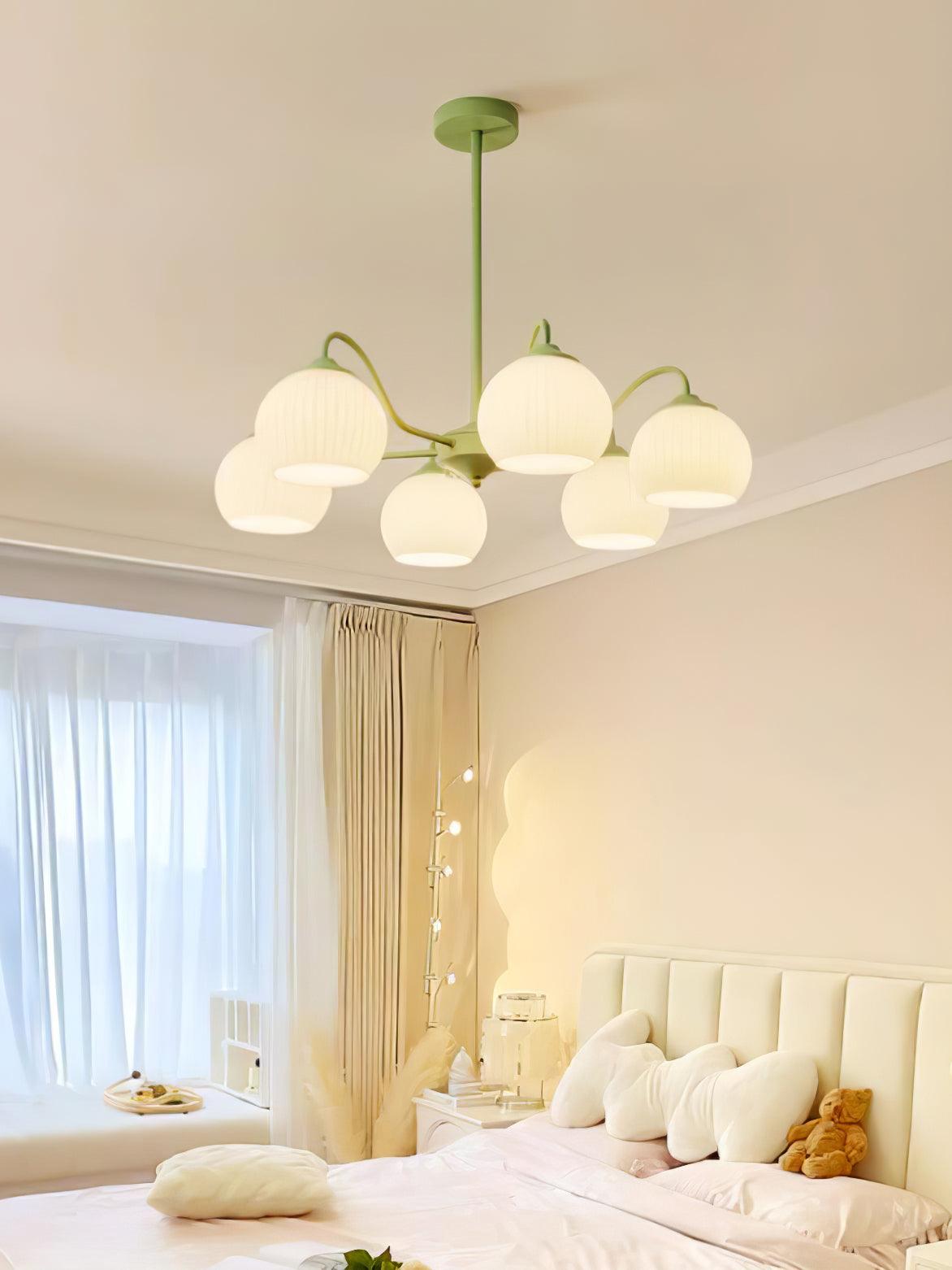 Ribbed Glass Matcha Chandelier - Cueteks